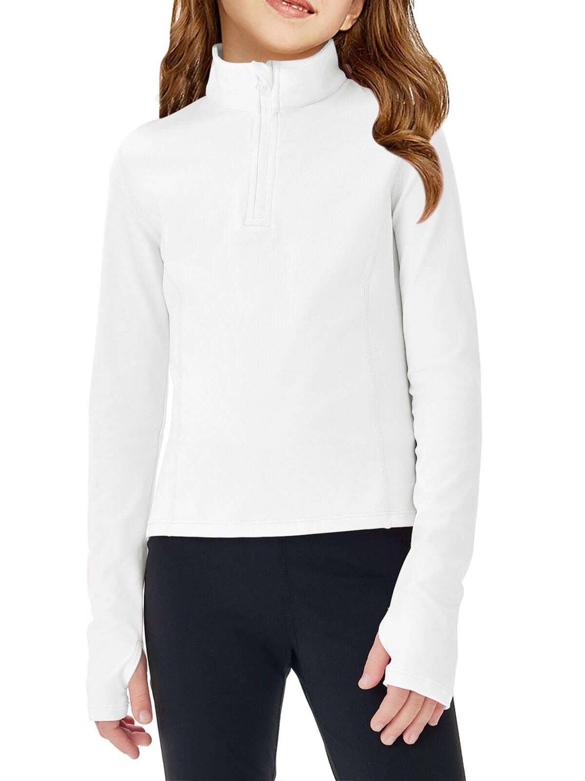 Haloumoning Women's Half Zip Pullover Sweatshirt - Long Sleeve Cropped Workout Top with Mock Neck | Gym, Yoga & Running Athletic Wear