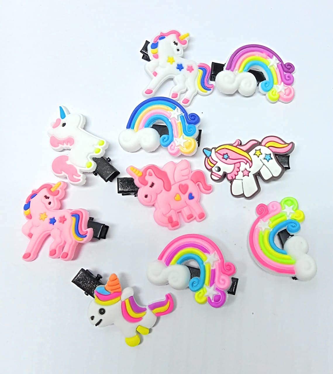 Sonpal Unicorn Hair Clips for Baby Girls - Soft Rainbow Alligator Hairpins, Hair Accessories for Kids (Pack of 10) - Perfect for Parties, School, and Daily Wear