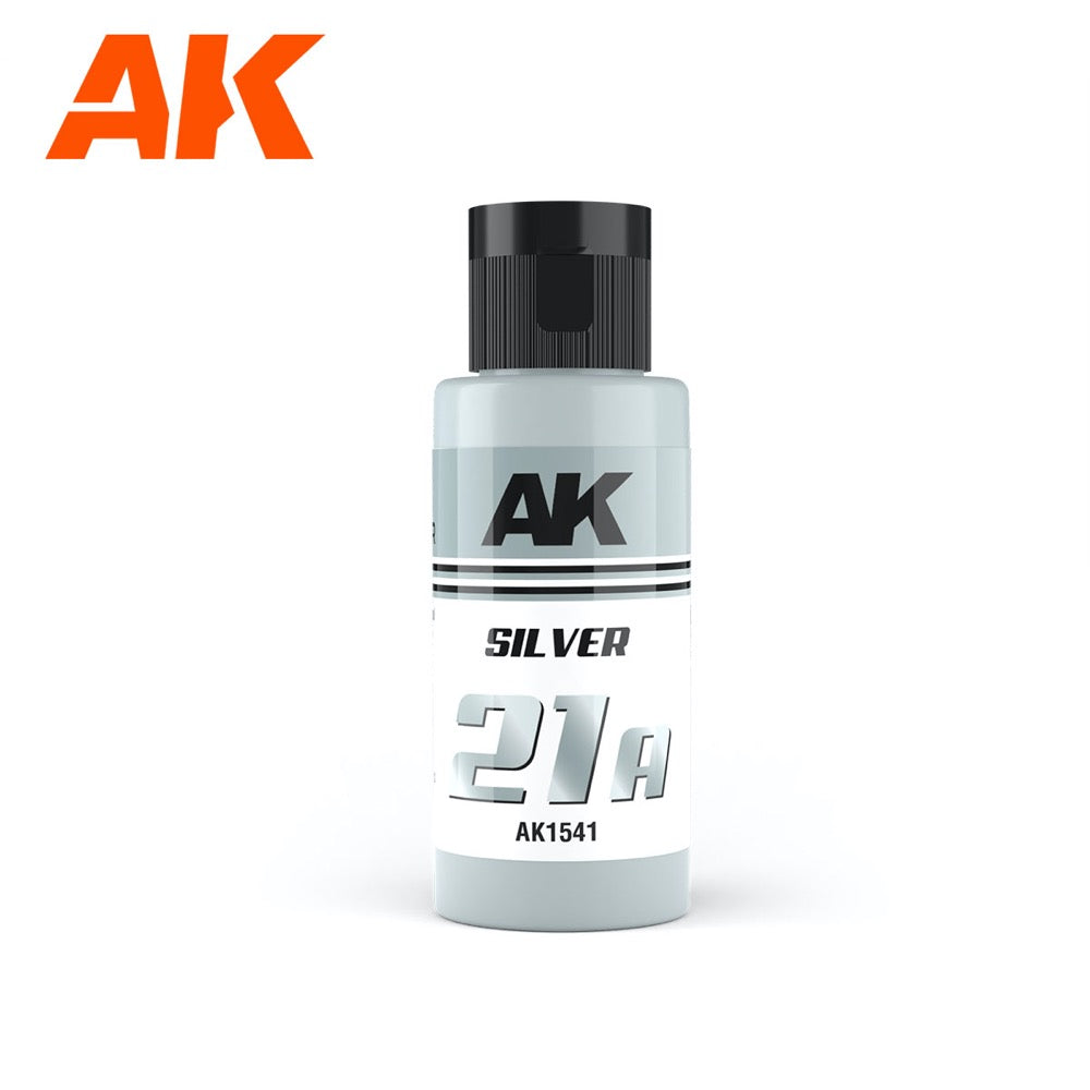AK Interactive AK1541 Dual Exo Sc Fi 21A Silver 60ml - Premium Metallic Paint for Miniature Models & Sci-Fi Figures - Perfect for Warhammer, D&D, and Tabletop Gaming