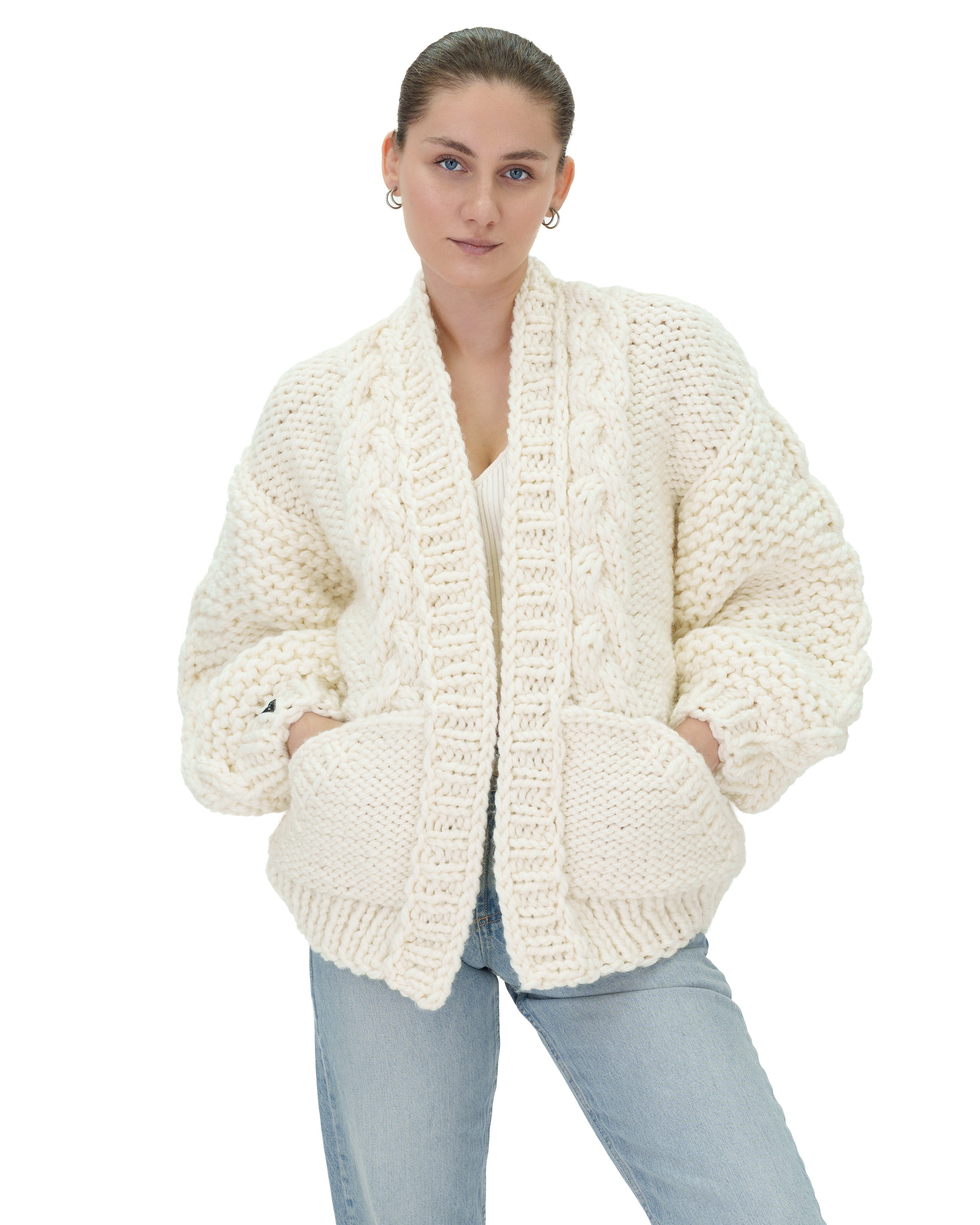 Stylish Braided Pocket Cardigan for Women - Soft Knit Open Front Sweater | Perfect for Fall, Winter & Layering Outfits