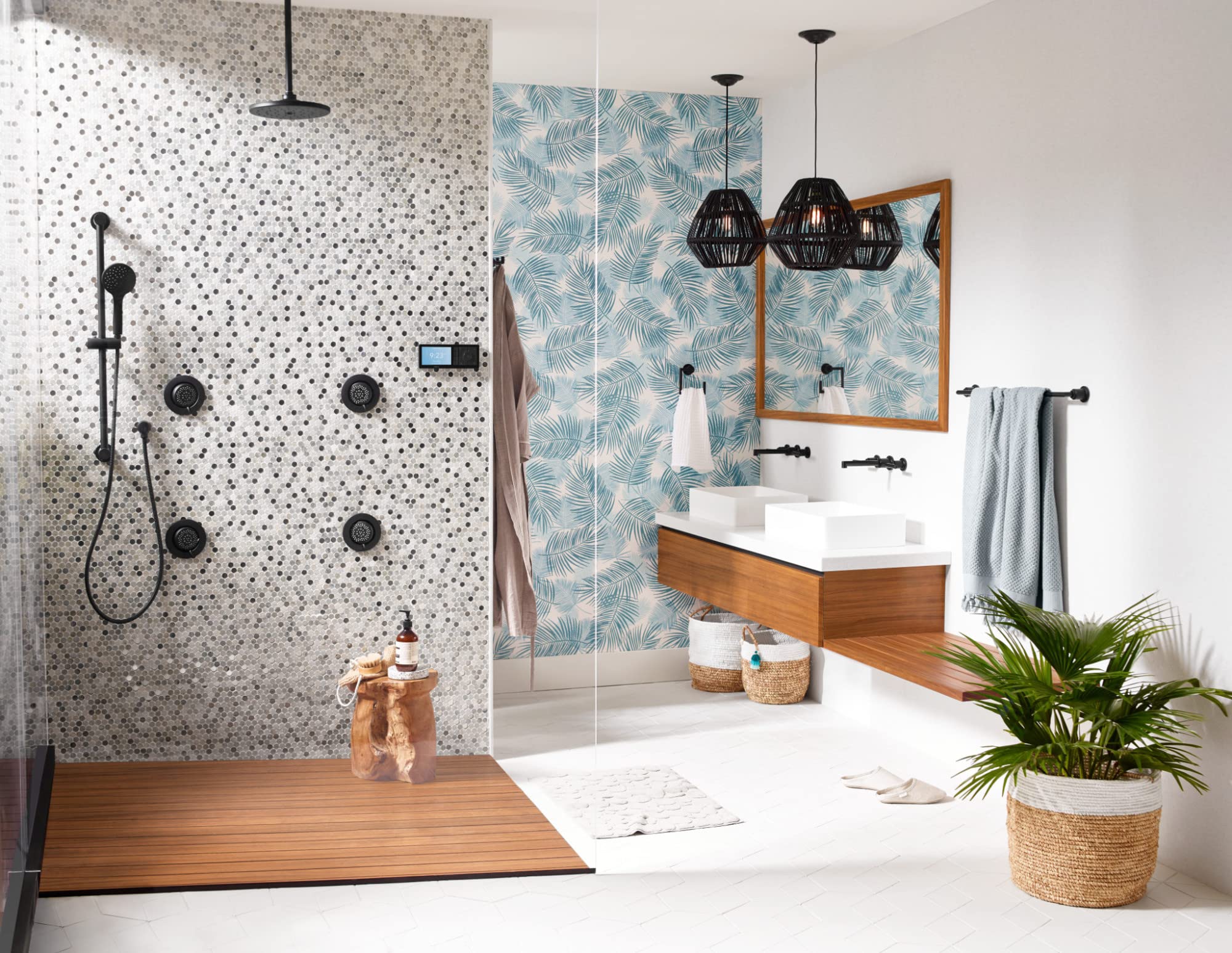 Moen Mosaic Matte Black Round Two-Function Shower Body Spray with Valve - TS1422BL - Perfect for Modern Bathroom and Spa Renovations