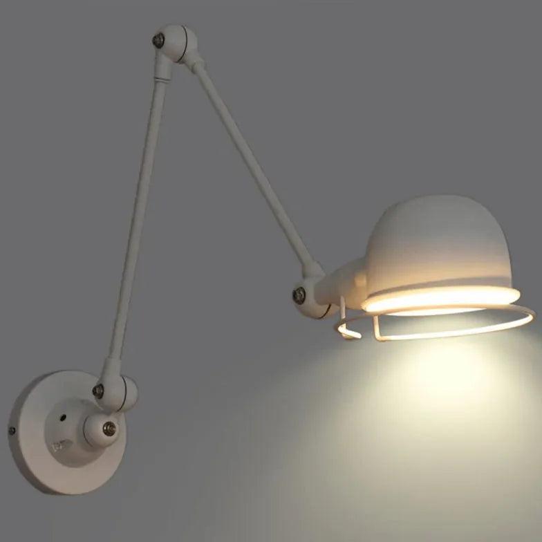 Vintage Dome Swing Arm Industrial Wall Light - Adjustable Wall Mounted Sconce for Living Room, Bedroom, or Office Lighting