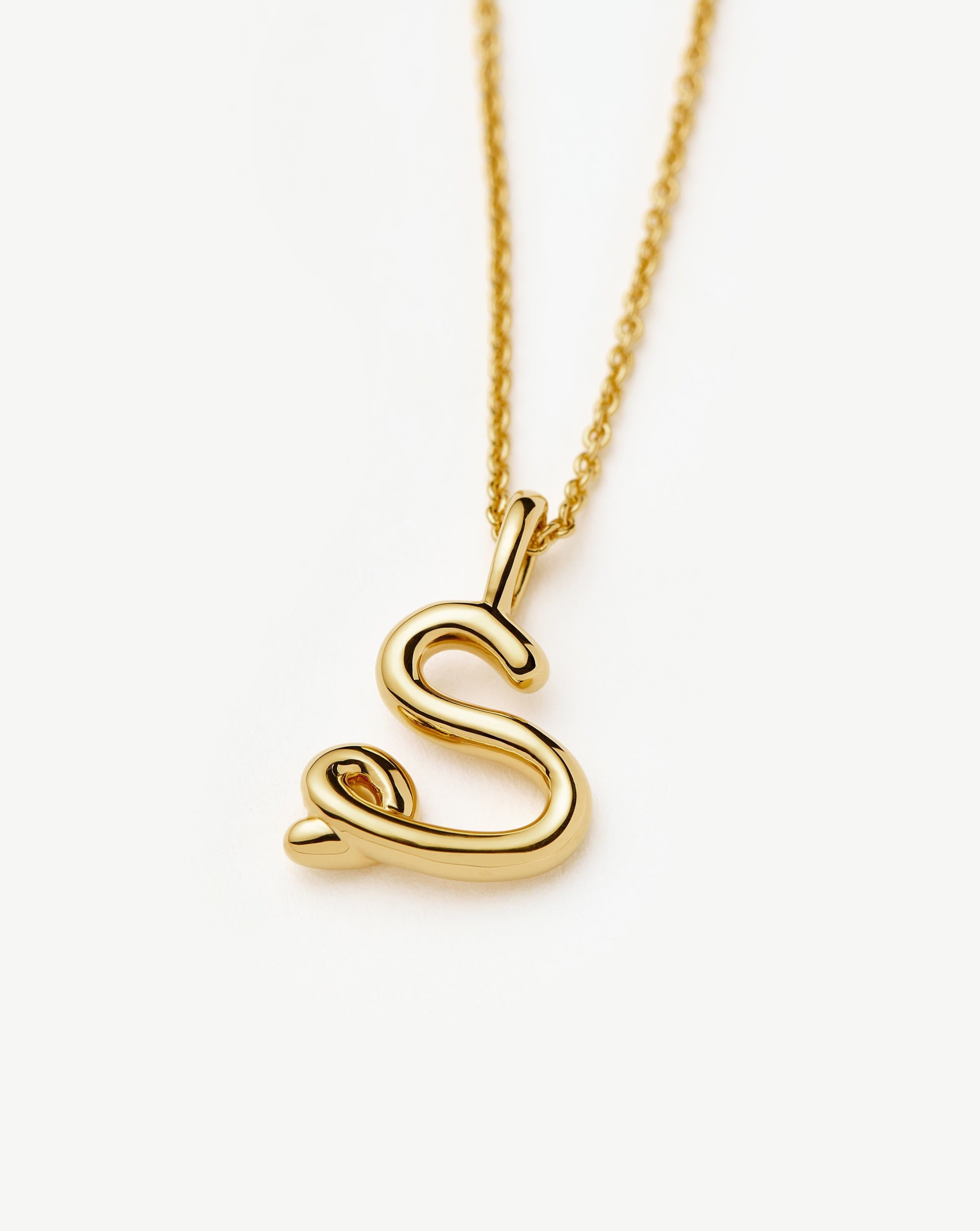 Curly Molten Mini Initial Necklace - 18k Gold Vermeil Personalized Jewelry for Women | Elegant Gift for Her, Birthday, Anniversary, Valentine's Day