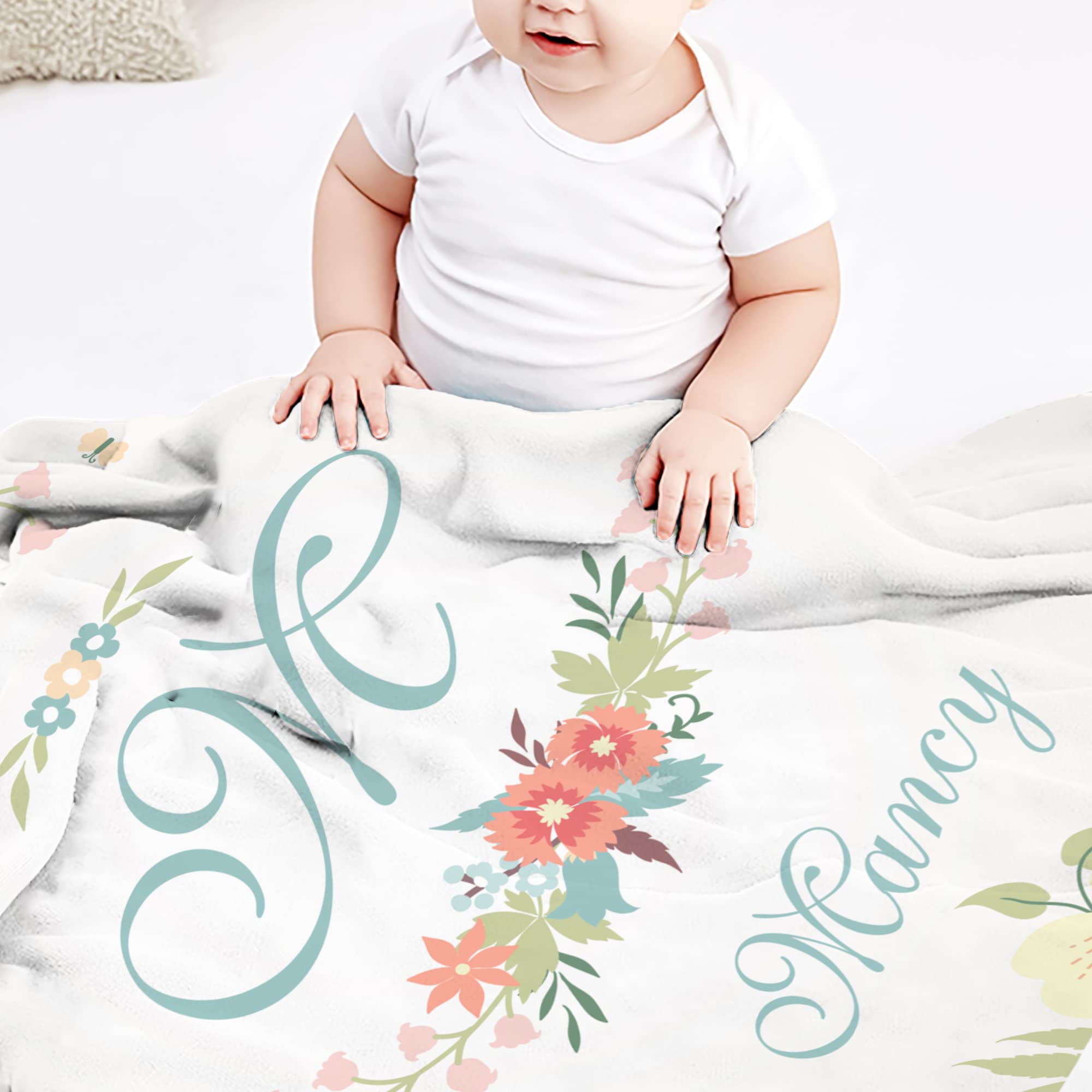 Personalized Baby Blankets for Girls & Boys with Name - Soft Newborn Blanket, Custom Baby Name Blanket, Kids Throw Blanket - Perfect Baby Shower Gift & Nursery Essential