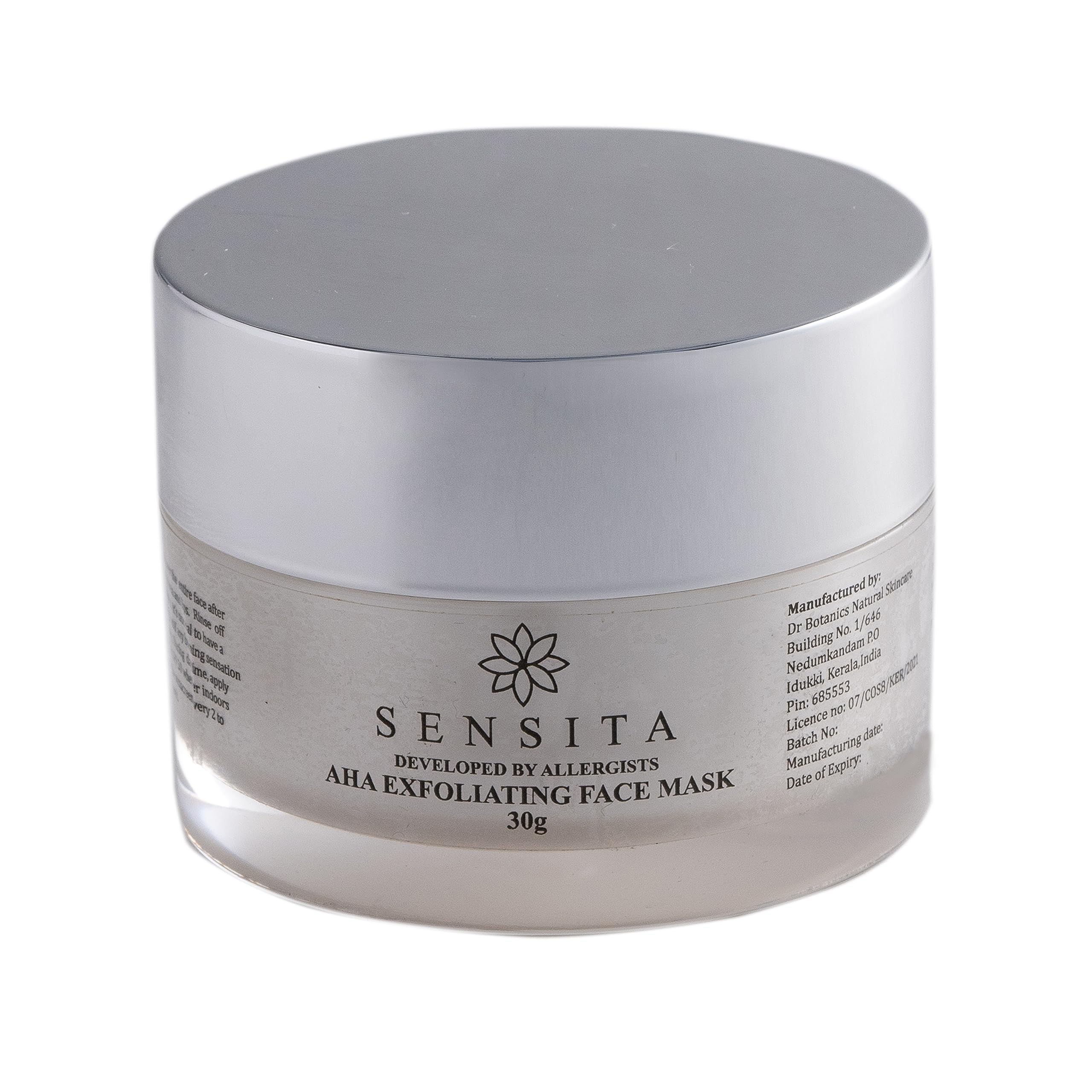 SENSITA Brightening Skincare Kit for Dry & Pigmented Skin - Vitamin C Collagen Serum, Hydrating Face Moisturizer, Blemish Correcting Serum & AHA Exfoliating Mask | Anti-Aging Treatment for Dark Spots & Uneven Skin Tone | Perfect for Nighttime Routine & Daily Glow Boost