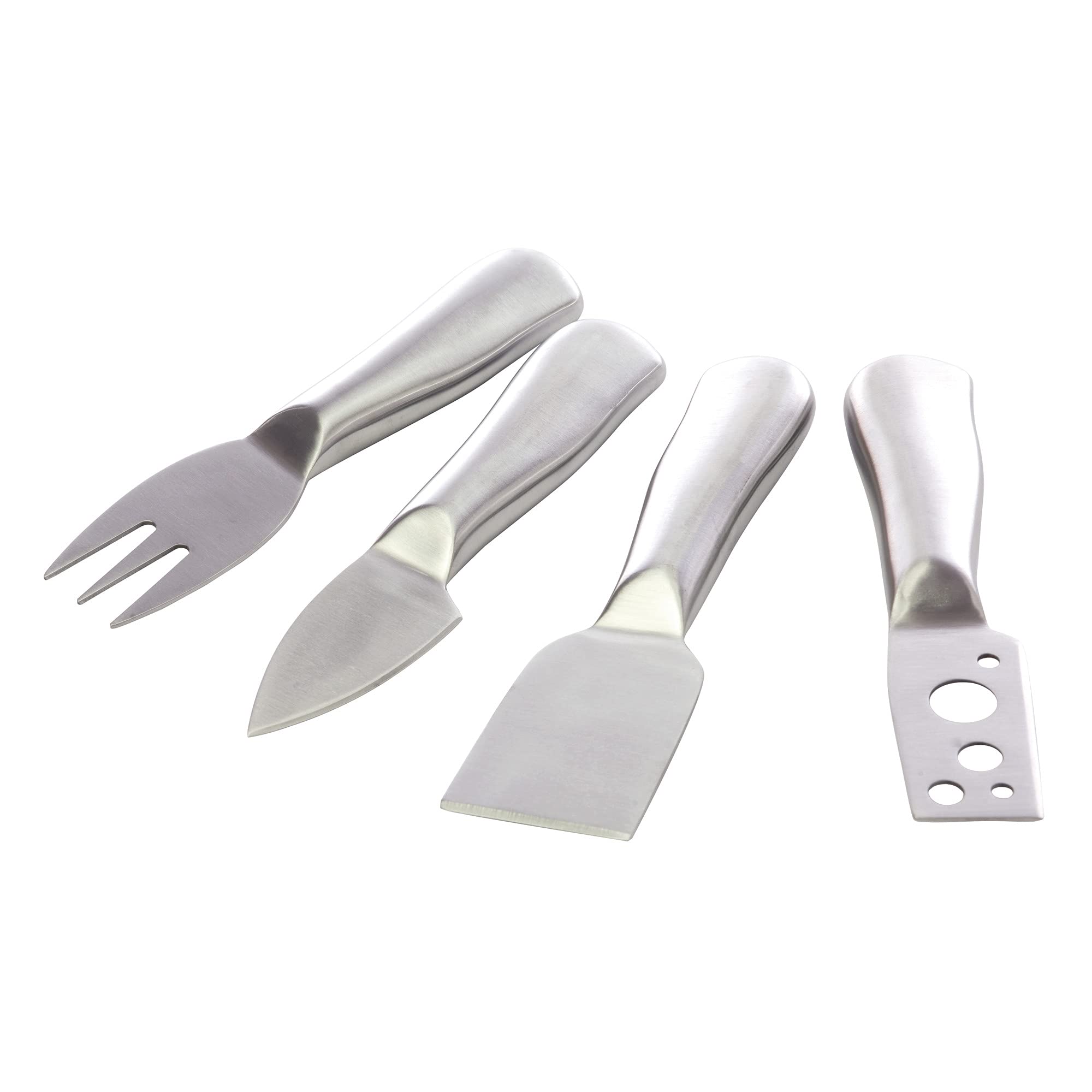 True Botero Stainless Steel Cheese Knife Set - 3-Piece Metallic Kitchen Tools for Cheese, Fruits & Charcuterie Boards | Perfect for Parties, Wine Tasting & Gourmet Entertaining (0175)