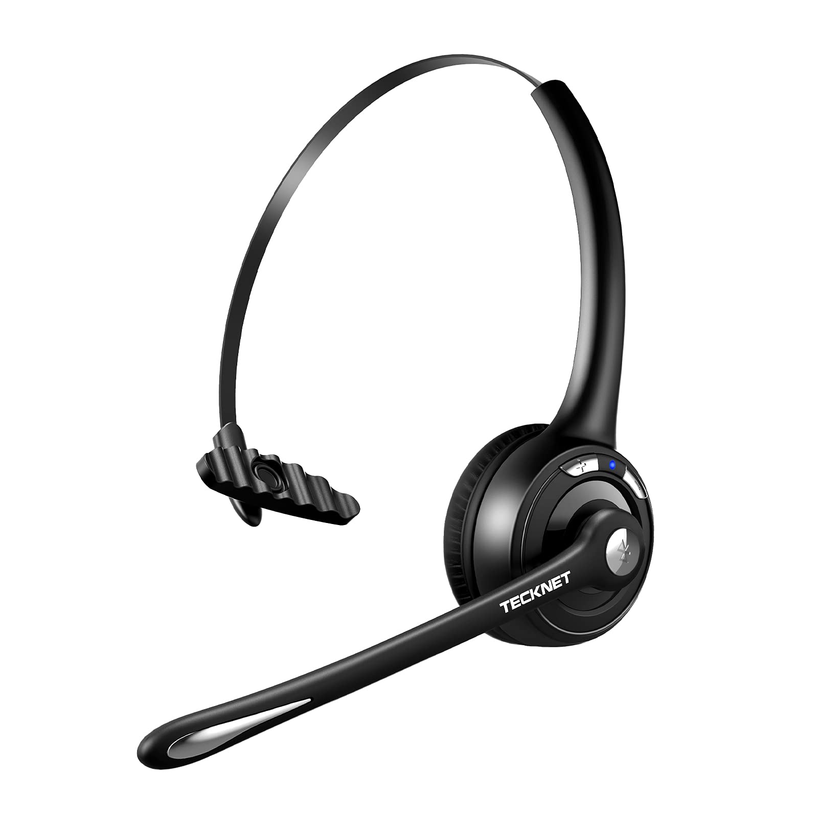 TECKNET Bluetooth Headset - Wireless On-Ear Headphones with Noise Cancelling Mic for Truckers | Hands-Free Headset with Mute Function for Phone Calls | Perfect for Long-Haul Driving, Office Work & Online Meetings