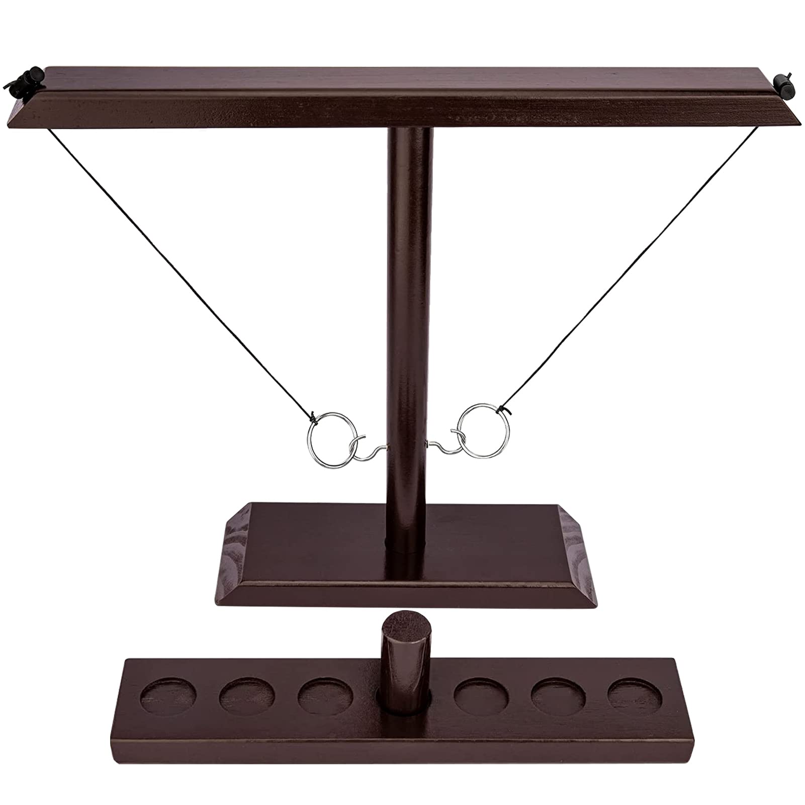 Premium Wooden Ring Toss Game Set - Tabletop Hook & Ring Toss for Kids & Adults - Fun Indoor/Outdoor Party Games for Family Gatherings, Birthday Parties & Backyard BBQs
