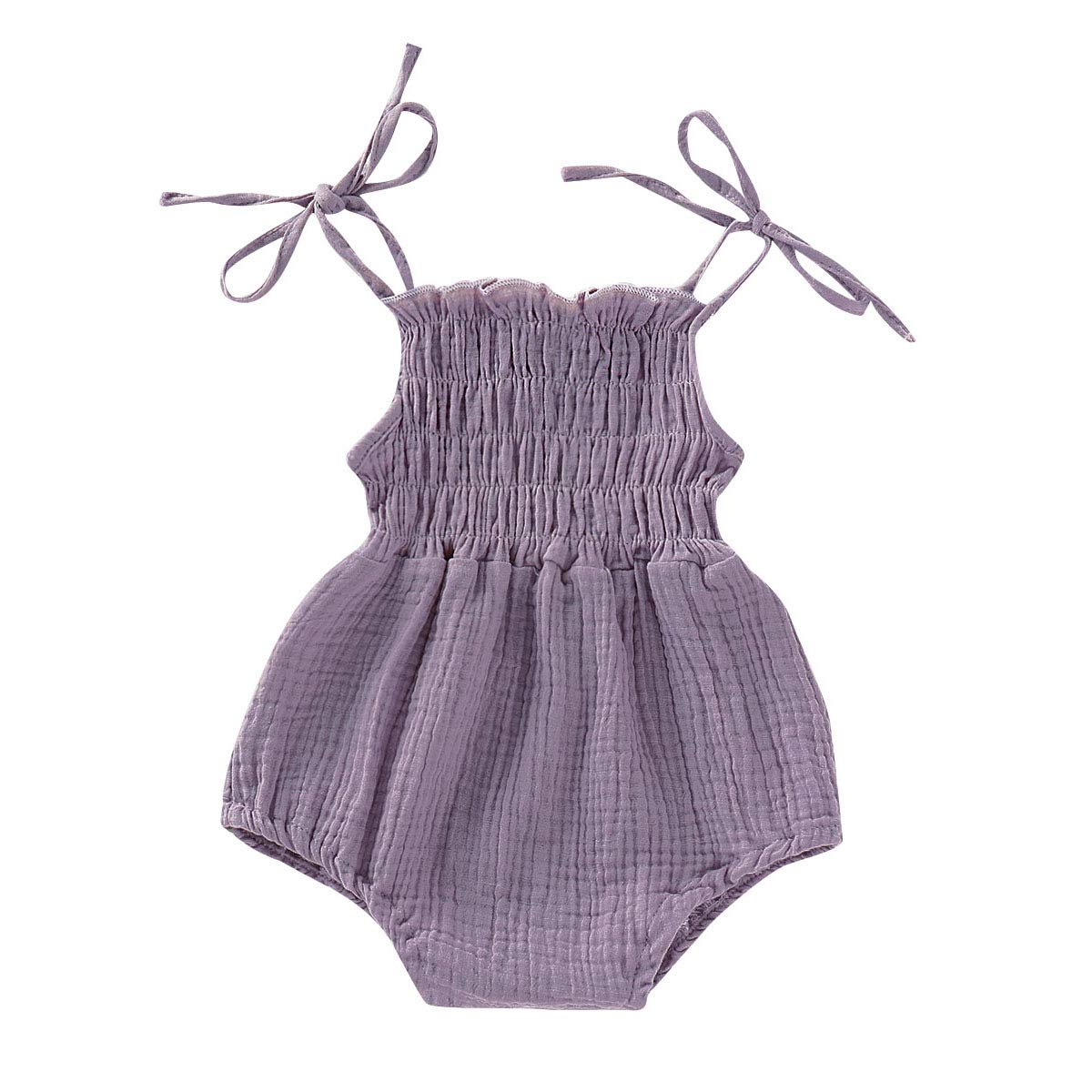 Newborn Baby Girl Summer Romper - Sleeveless Cotton Linen Halter Jumpsuit for Infants | Soft & Breathable Outfit for Playtime, Beach & Family Photos