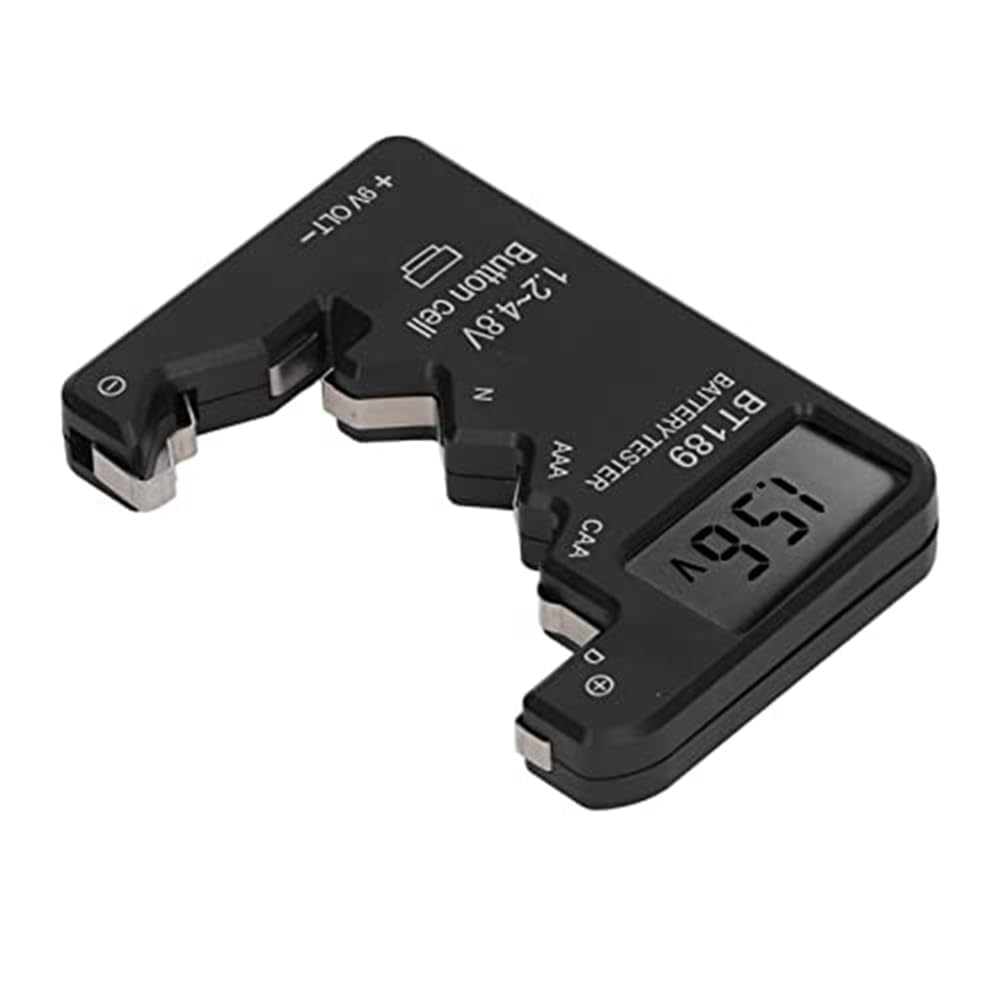 Universal Battery Tester - 4 Pack AA AAA 6F22 9V 1.5V Battery Checker for Household Use - Perfect for Toys, Flashlights, Remote Controls & Electronics (Black)