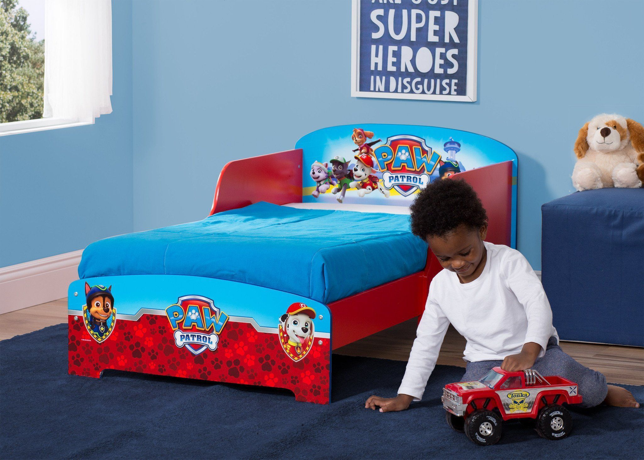 PAW Patrol Wood Toddler Bed - Kids Themed Bed Frame for Boys & Girls - Perfect for Nursery, Bedroom Decor and Toddler Sleep Safety