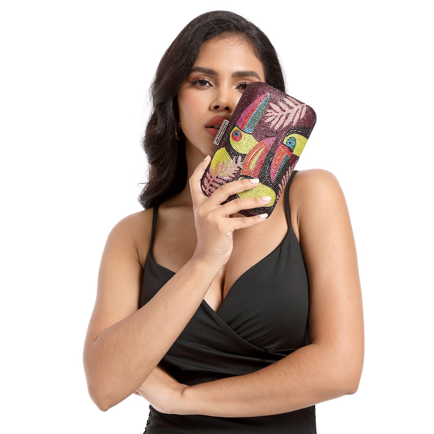 FGG Toucan Bird Crystal Clutch Purse for Women - Elegant Rhinestone Evening Bag & Party Clutch - Mini Handbag for Weddings, Galas & Special Occasions