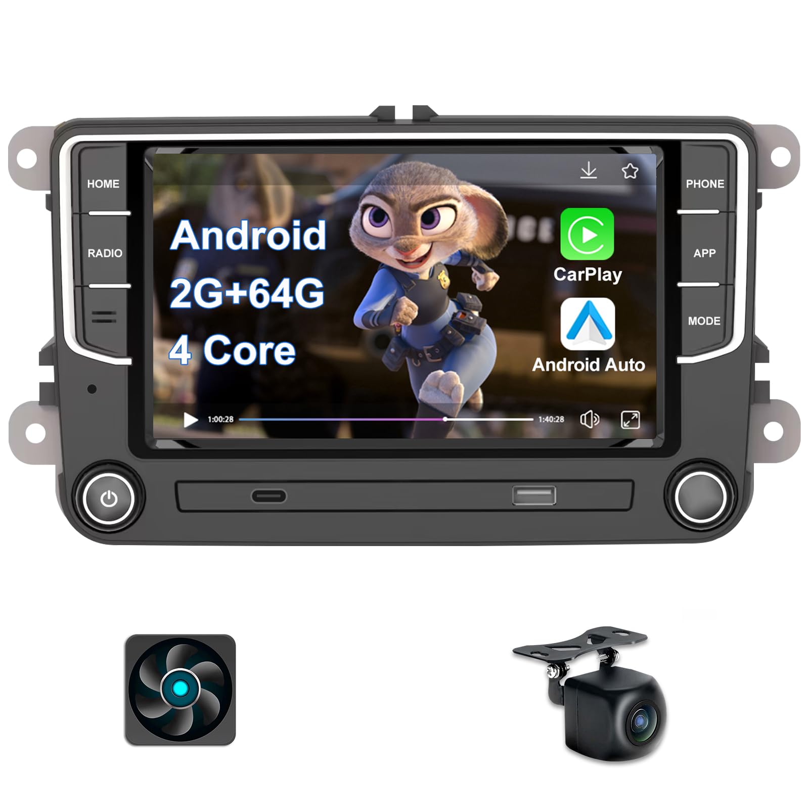 2+64GB Android 10 Car Stereo for VW Golf 5 6 Touran Tiguan Skoda Caddy Amarok Polo Passat Beetle Octavia SEAT | 7 Inch Touchscreen GPS Navigation Radio with Wireless CarPlay Android Auto | Bluetooth WiFi DSP | Perfect for Road Trips & Daily Commuting