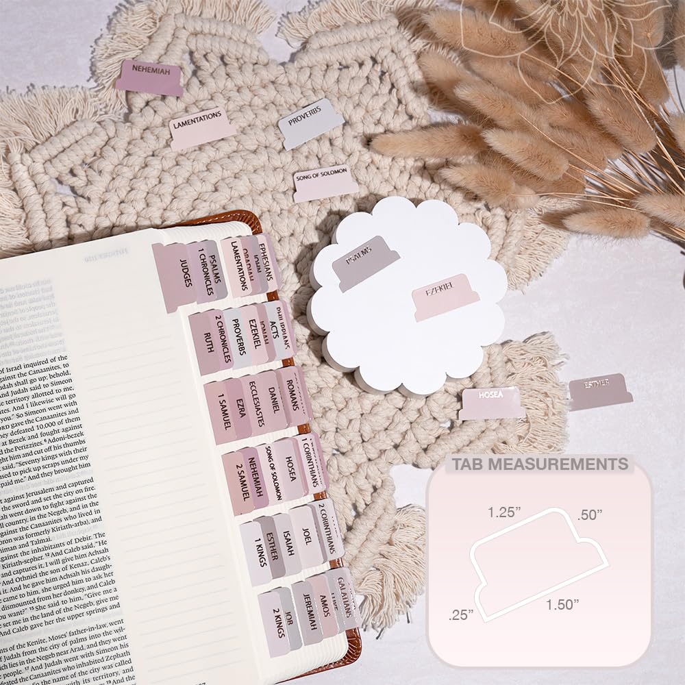Idyllic Grace - Premium Rose Gold Foil Bible Tabs Set (90 Tabs) for Old & New Testament Study - Durable Glossy Laminated Indexing Tabs - Perfect for Bible Journaling, Christian & Catholic Devotion - Great Gift for Bible Study Groups & Personal Scripture Reflection