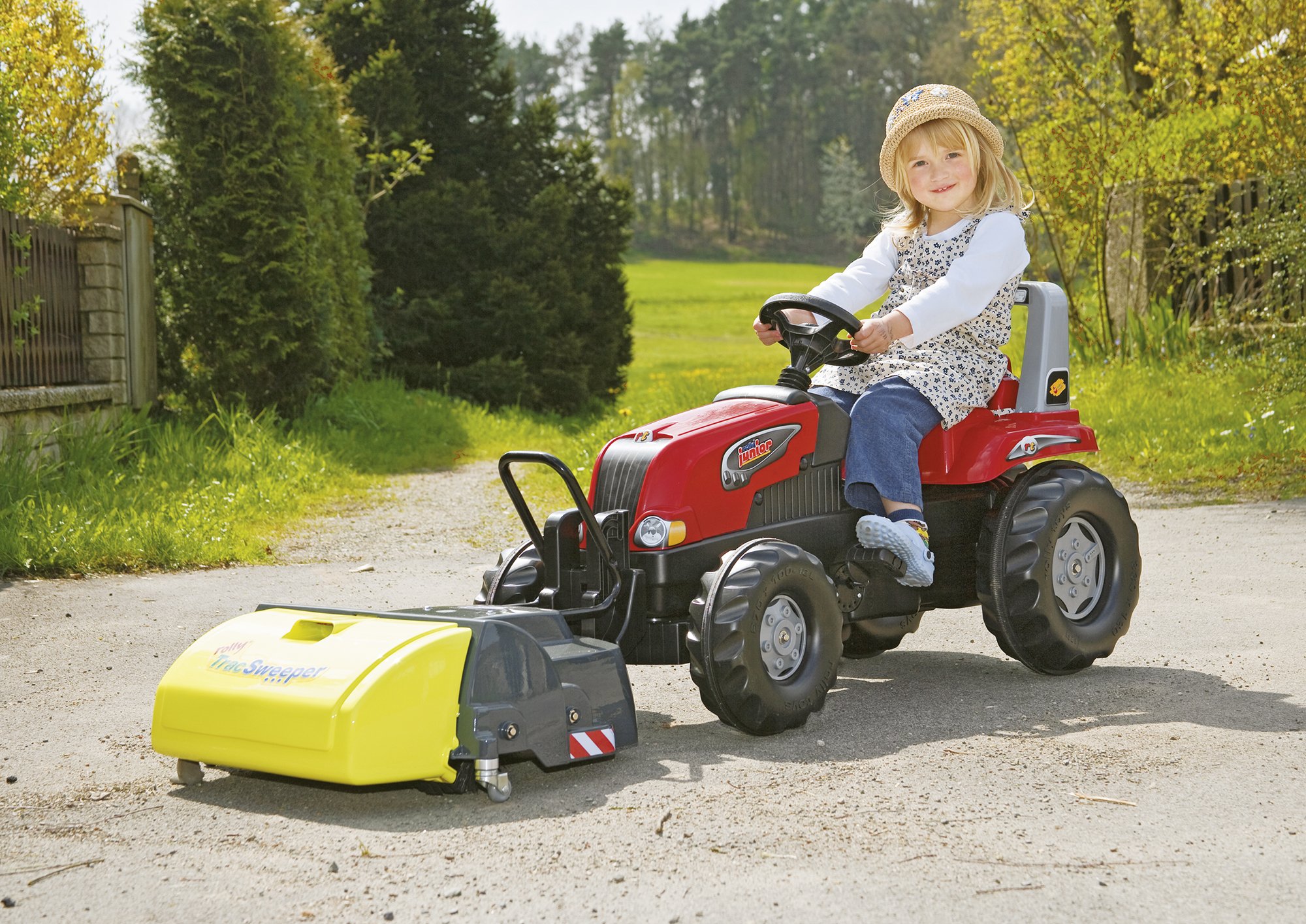 Rolly Toys Junior RT Tractor Toy for Kids - Red Ride-On Tractor with Realistic Features | Outdoor Play, Farm Pretend Play, Backyard Fun for Toddlers Ages 2-5