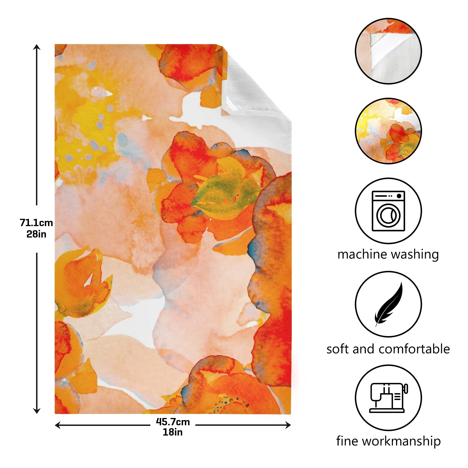 ALAZA Corn Poppy Orange Flower Kitchen Towels Set of 4 - 18
