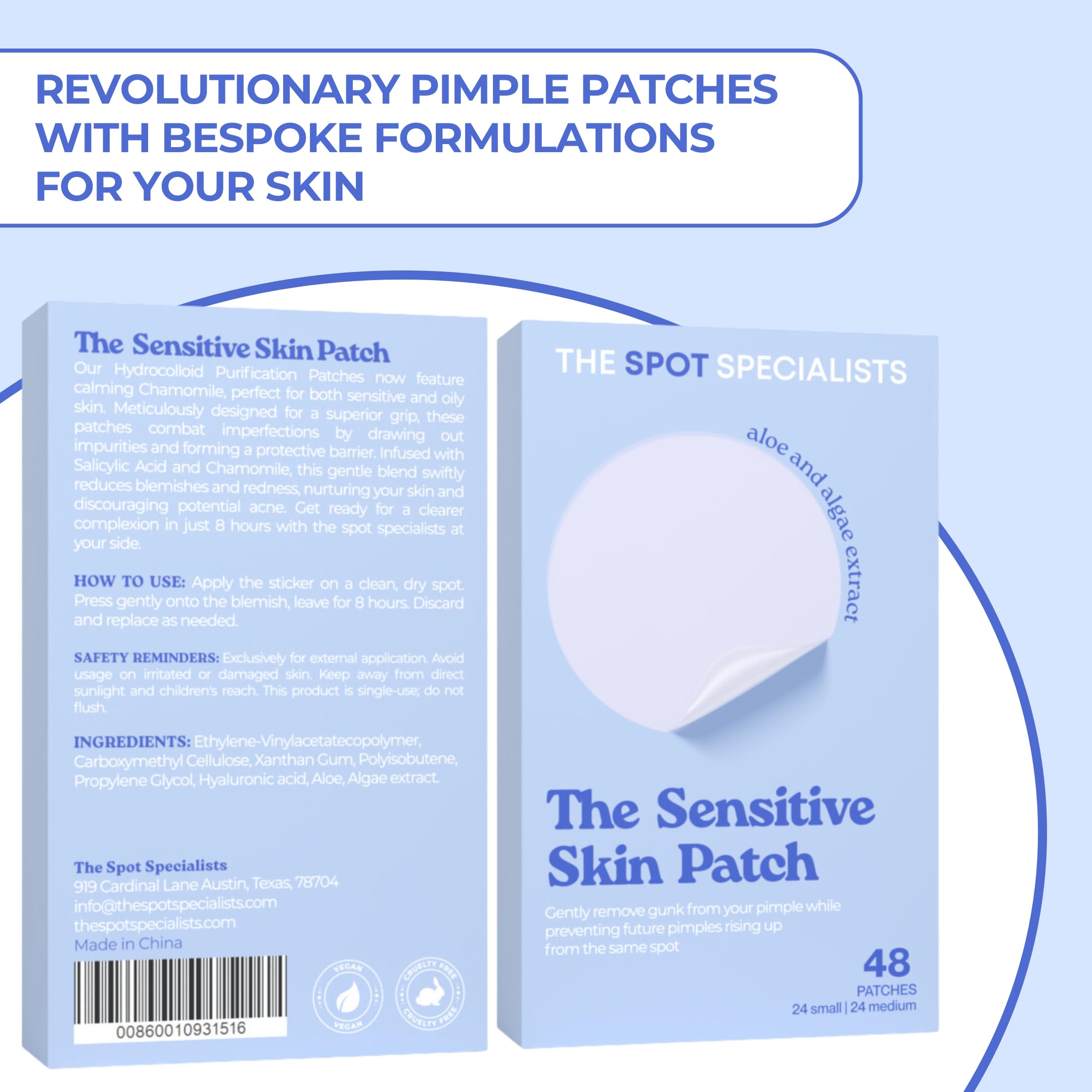 **48 Pcs Sensitive Skin Acne Patches for Face - Dermatologist-Recommended Pimple Patches with Gentle Formula for Clear Skin in 6 Hours | Perfect for Overnight Spot Treatment & Daily Blemish Care**