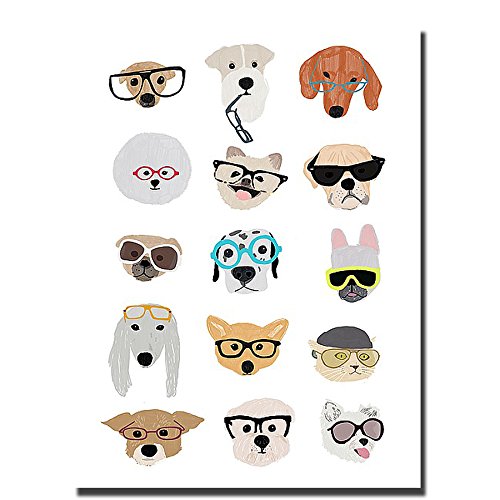 Hanna Melin Dogs with Glasses Premium Gallery-Wrapped Canvas Giclee Art Print - Ready to Hang Wall Decor for Living Room, Bedroom & Office