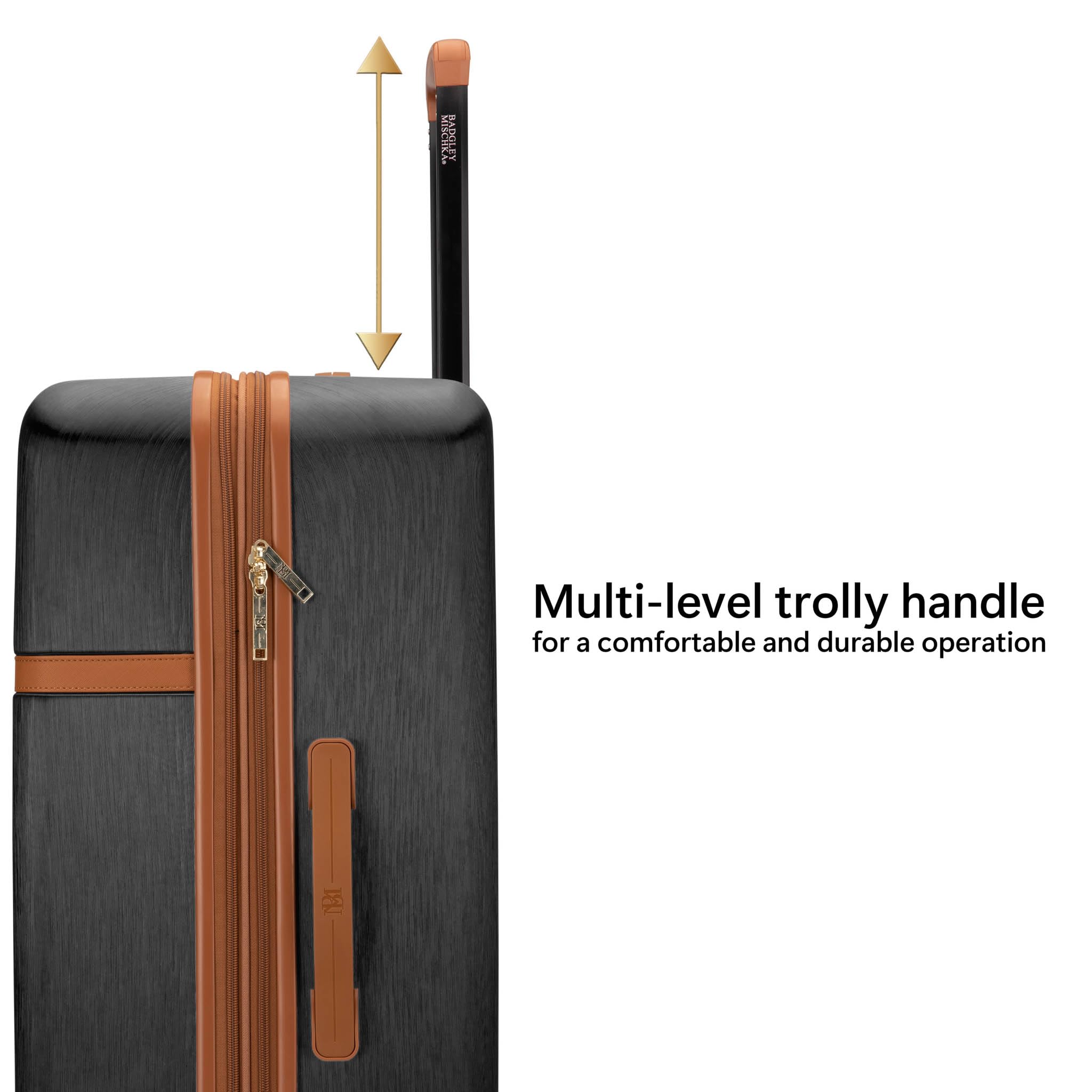 Badgley Mischka Grace 3-Piece Expandable Polycarbonate ABS Vintage Luggage Set in Black - Perfect for Air Travel, Business Trips & Weekend Getaways