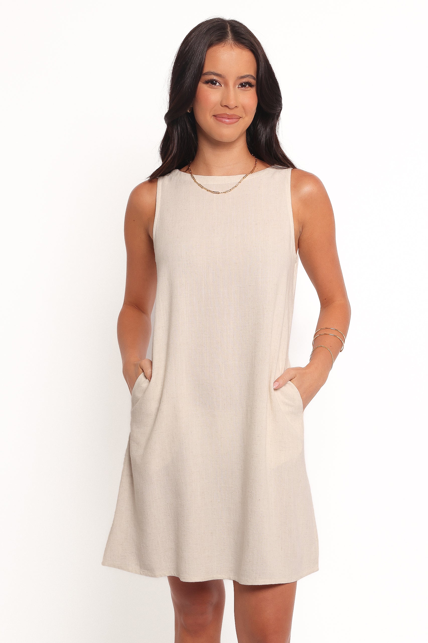 Enzo Mini Dress for Women - Elegant Oatmeal Color Summer Casual Dress | Perfect for Beach, Party, and Date Night Outfits