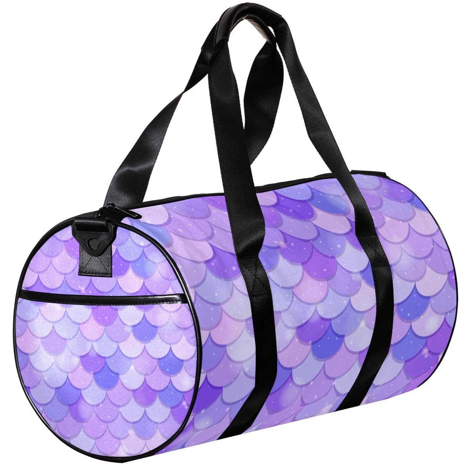 Small Travel Duffel Bag Purple Fish Scales Pattern - Lightweight Canvas Gym Bag for Sports, Workout & Weekend Getaways - Perfect as Carry-On Luggage for Travel, Gym & Beach Trips