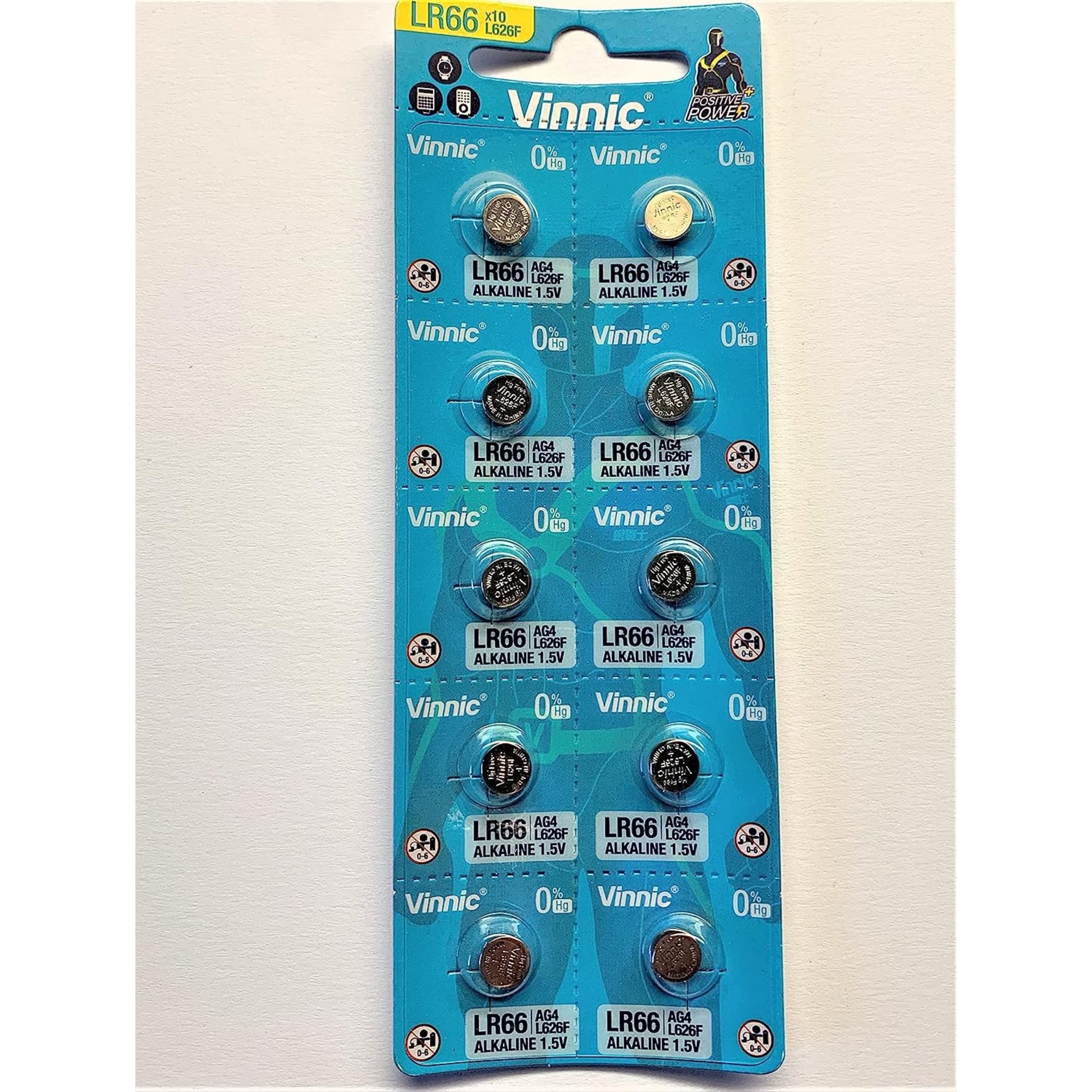 Vinnic AG4 L626 SR626 377 37 Alkaline Button Cell Batteries (10 Pack) - Long-Lasting Power for Watches, Calculators, Toys, Laser Pointers & Small Electronics