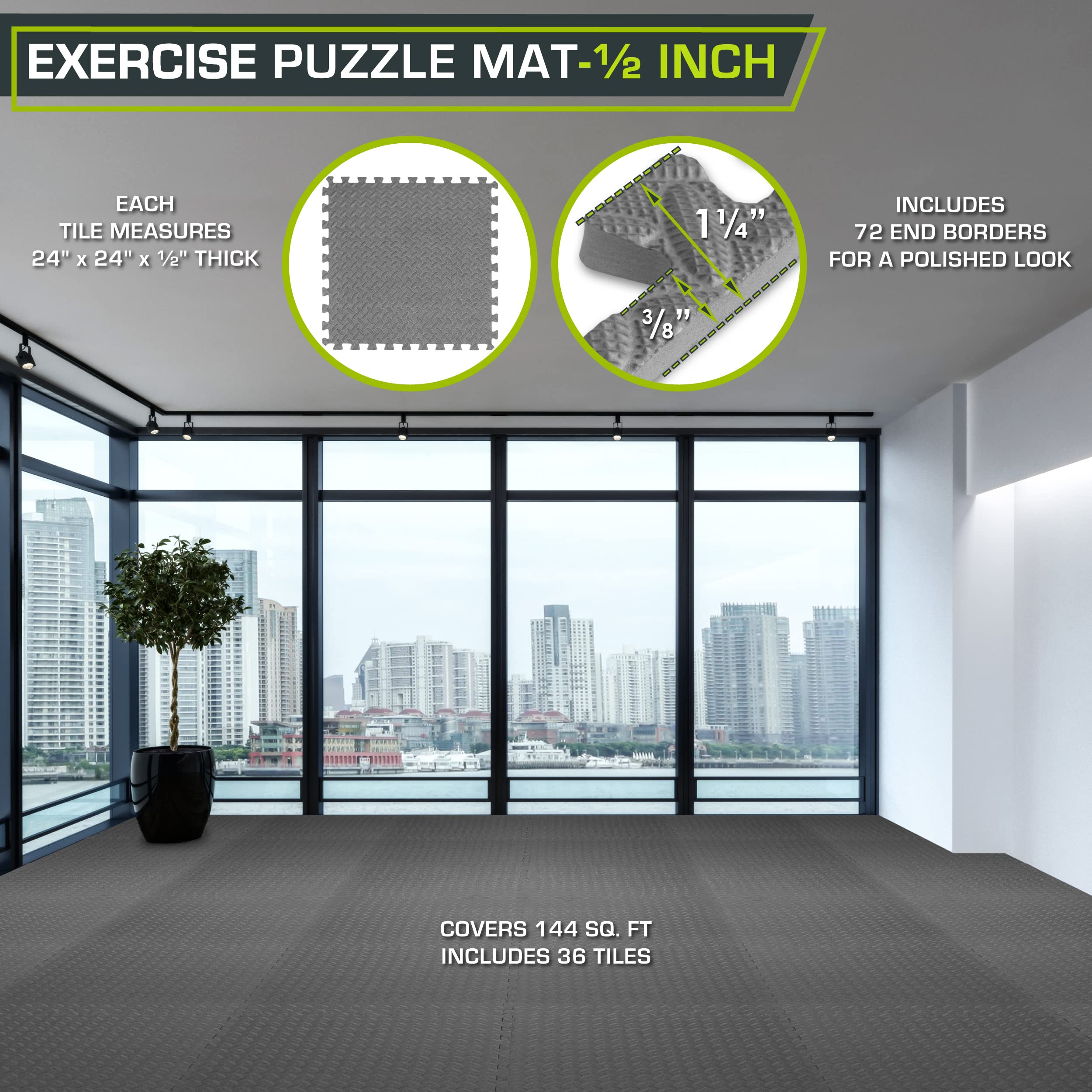 ProsourceFit 1/2 Inch EVA Interlocking Foam Floor Tiles - 24
