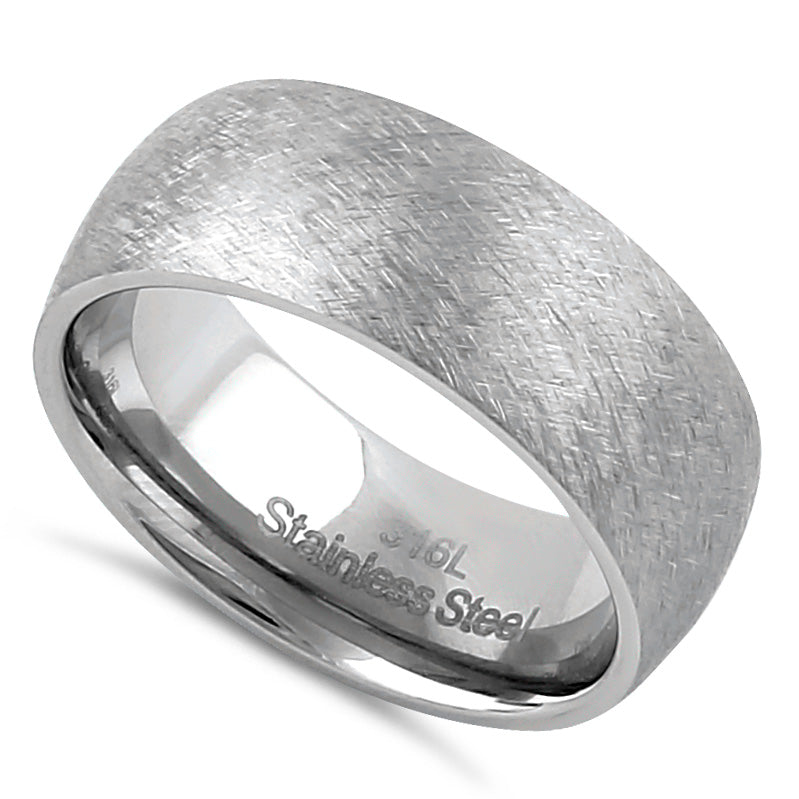 8mm Stainless Steel Men's Wedding Band - Brushed & Rounded Comfort Fit Ring for Men - Durable & Hypoallergenic Jewelry for Engagement, Anniversary & Everyday Wear