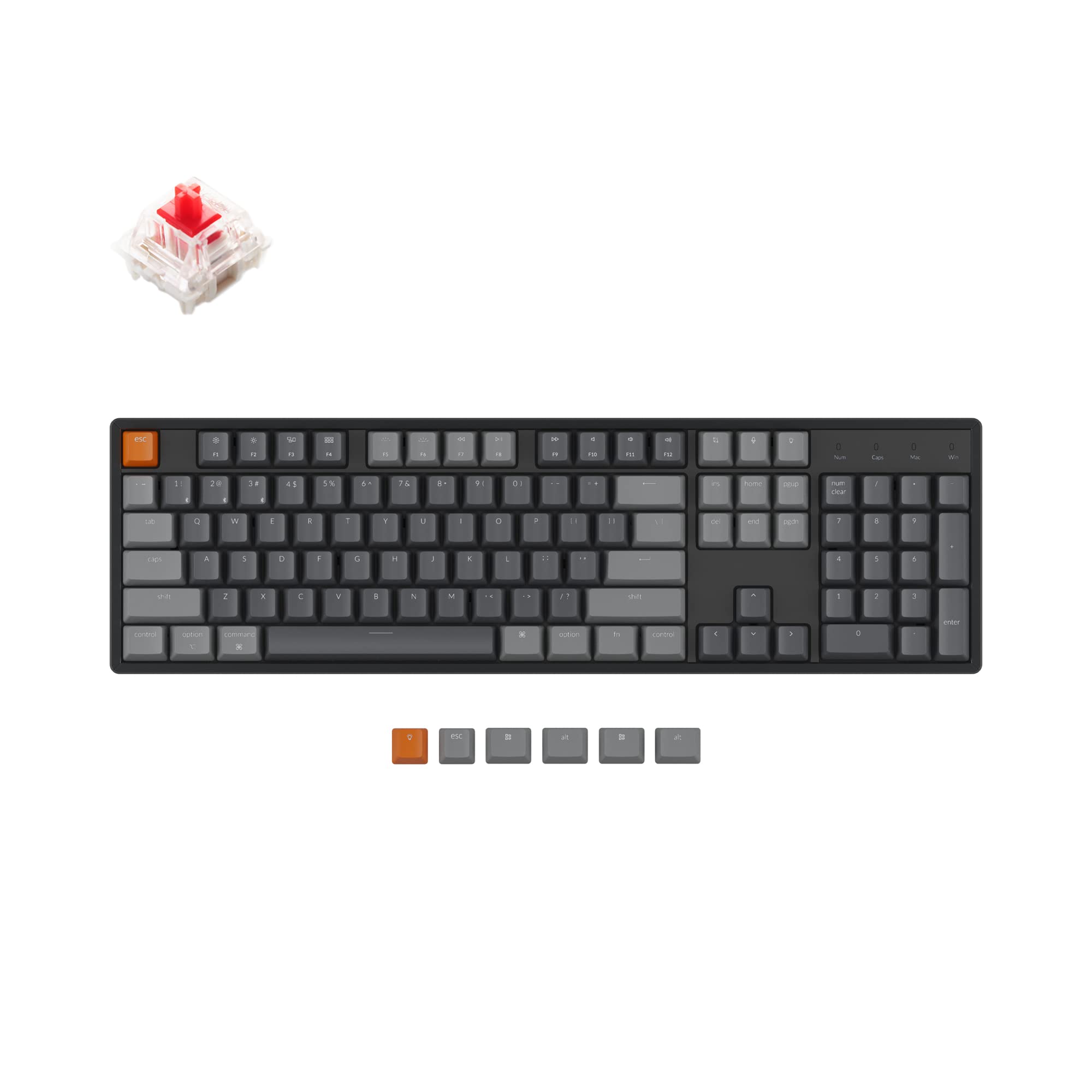 Keychron K10 Full Size 104-Key Bluetooth Wireless & USB Wired Mechanical Keyboard for Mac/Windows - Gateron G Pro Red Switches, RGB Backlight, Aluminum Frame - Perfect for Gaming, Coding & Office Work