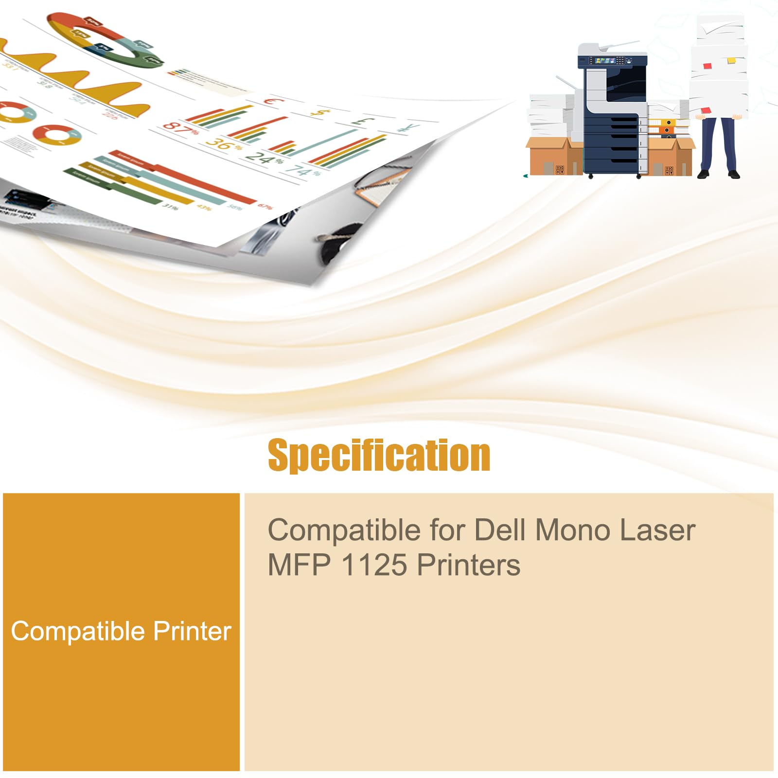 High Yield 1125 Toner Cartridge Compatible for Dell Mono Laser MFP 1125 Printer - 7000 Page Capacity (Black) | Ideal for Office Printing & Bulk Document Production