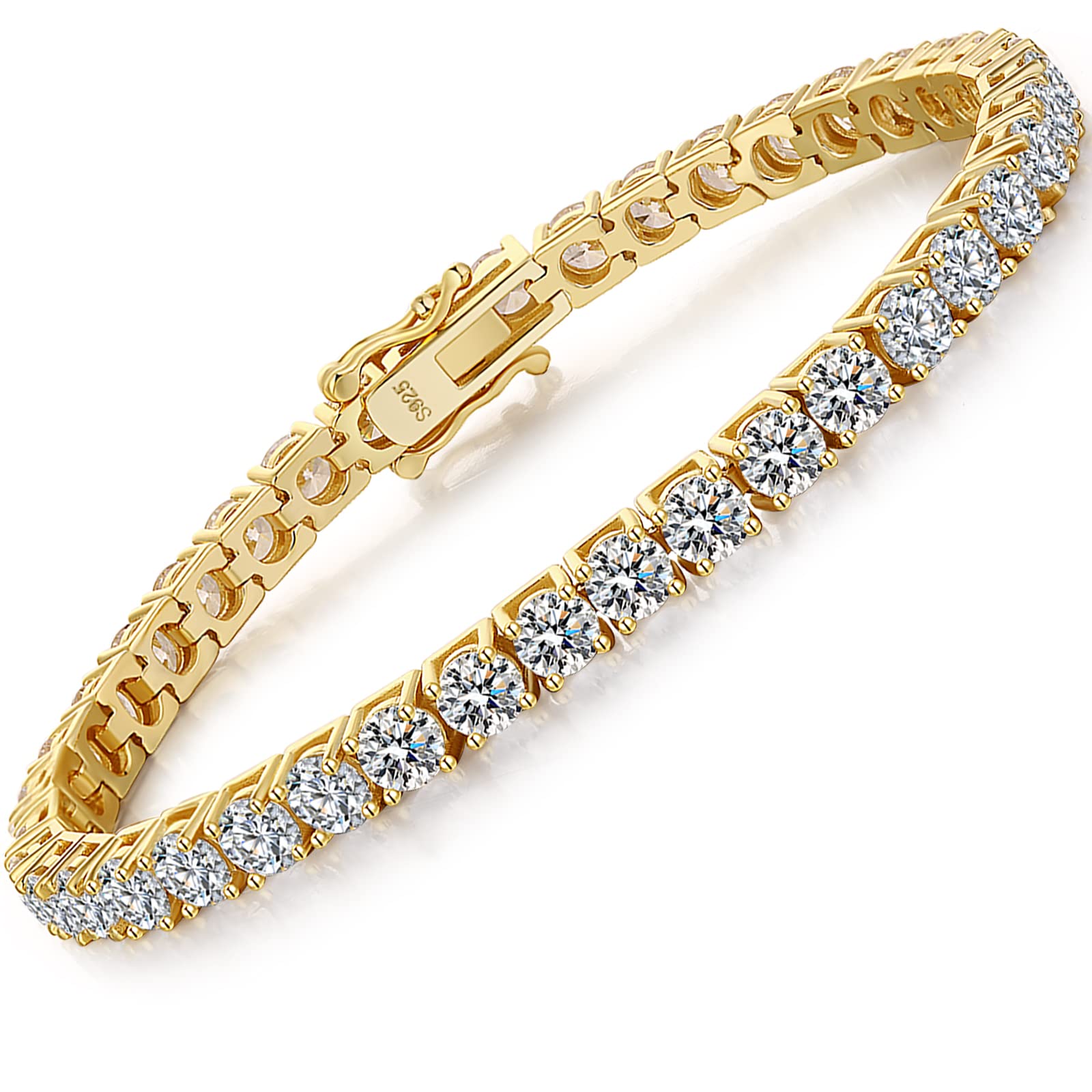 Elegant Rhodium Plated 925 Sterling Silver Cubic Zirconia Tennis Bracelet for Women | Sparkling Deluxe Jewelry Gift for Mom, Wife, Girlfriend | Perfect for Weddings, Anniversaries & Special Occasions