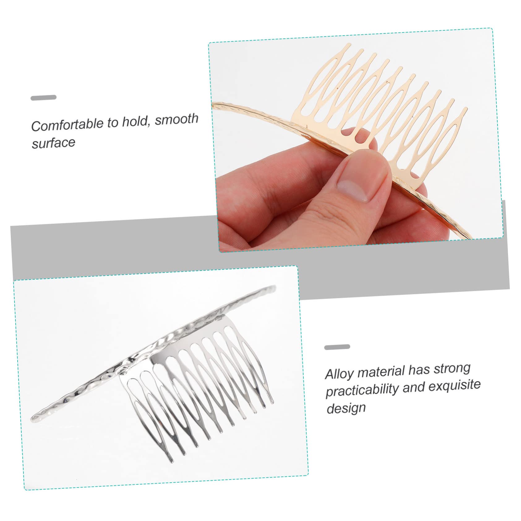 Minkissy Slide Hair Clips for Women - 2 Pack Elegant Hair Side Combs with 10 Sturdy Teeth for Daily Use, Weddings & Special Occasions | Perfect for Updos, Half-Up Styles & Formal Events