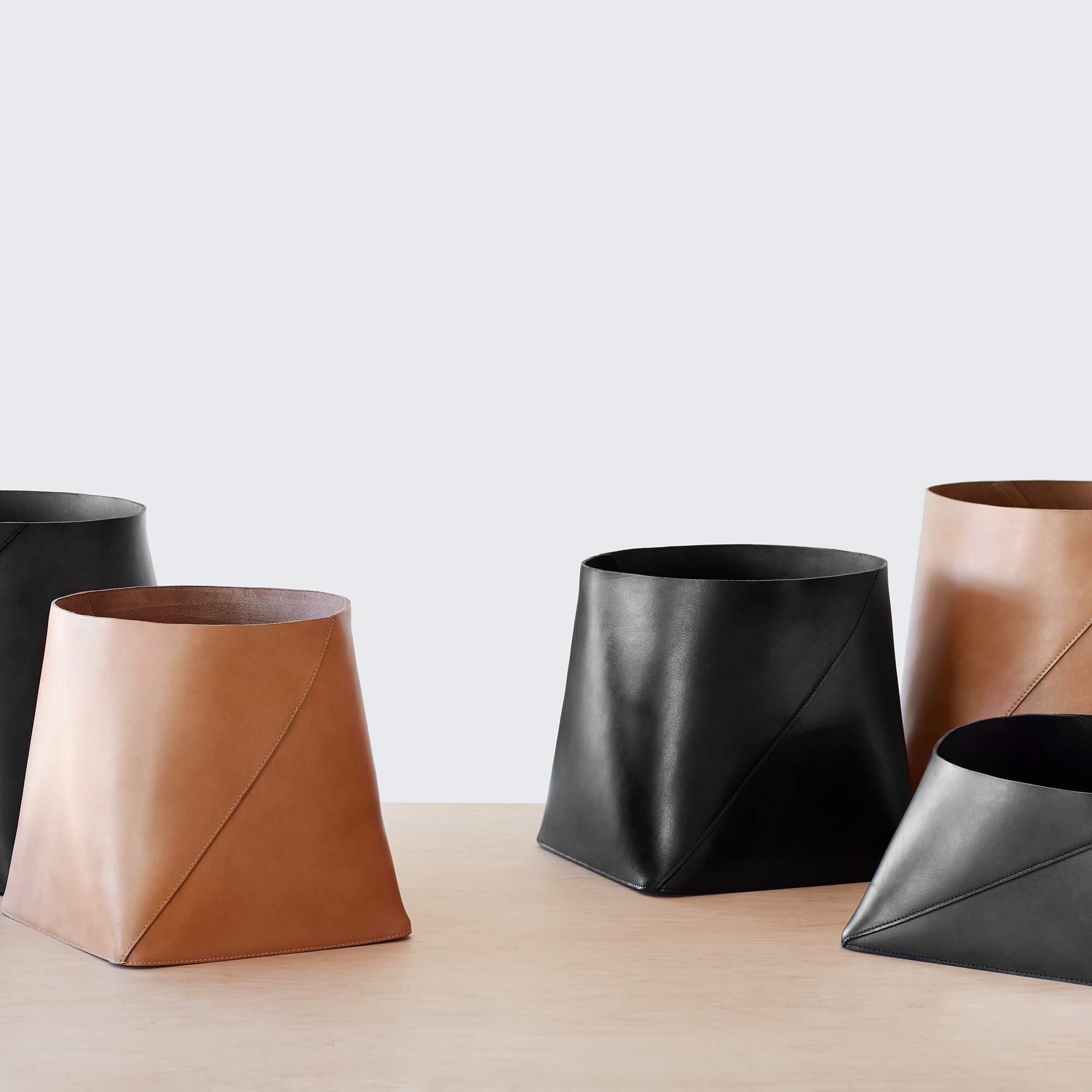 Azad Tall Leather Storage Bins - Premium Organizer for Closet, Office & Home Decor - Perfect for Shoes, Toys & Blanket Storage