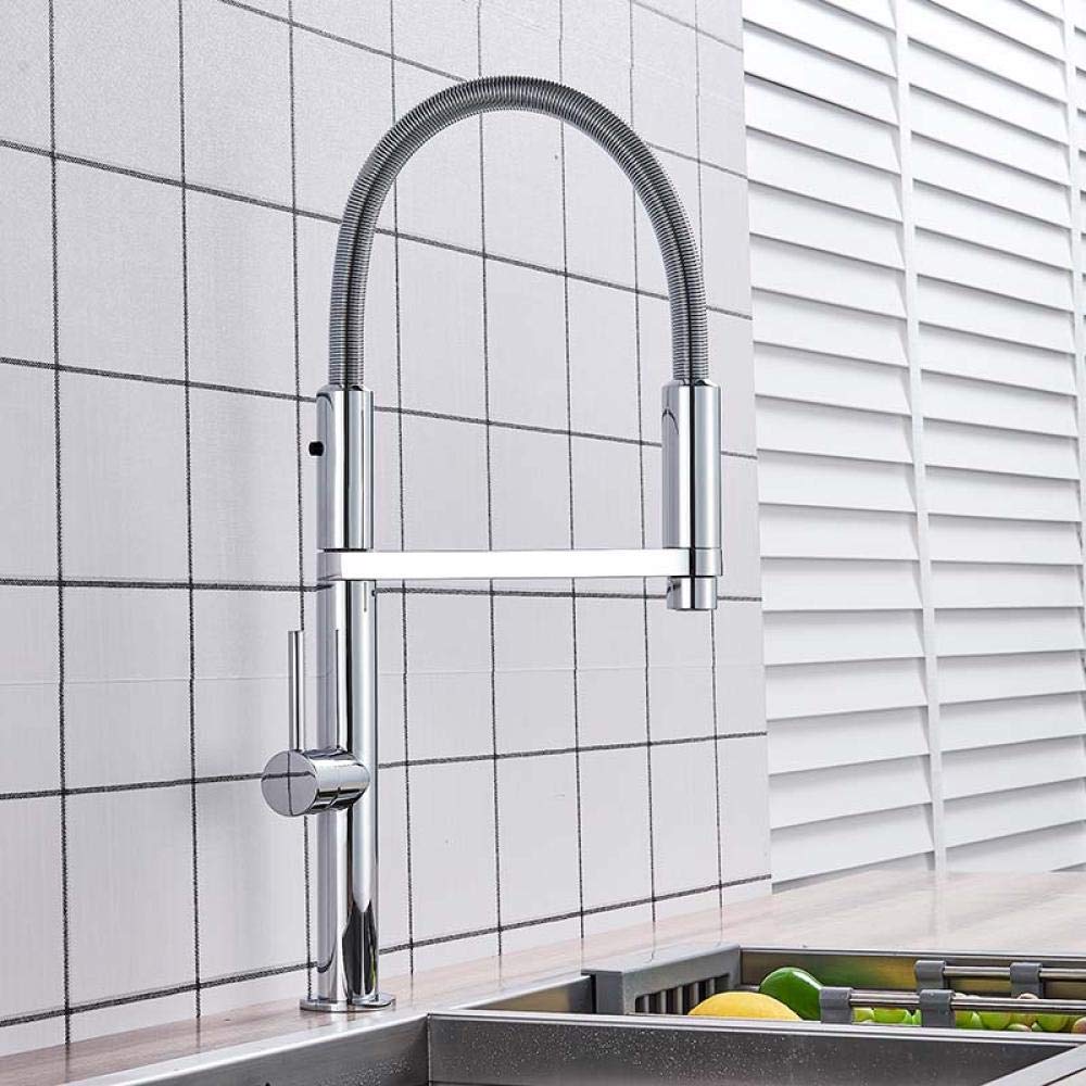 Stainless Steel Pull Out Kitchen Faucet with 360° Swivel Spout - Lead-Free Deck Mounted Water Mixer Tap for Modern Home Kitchen Sink (Perfect for Washing Dishes, Filling Pots & Cleaning Vegetables)
