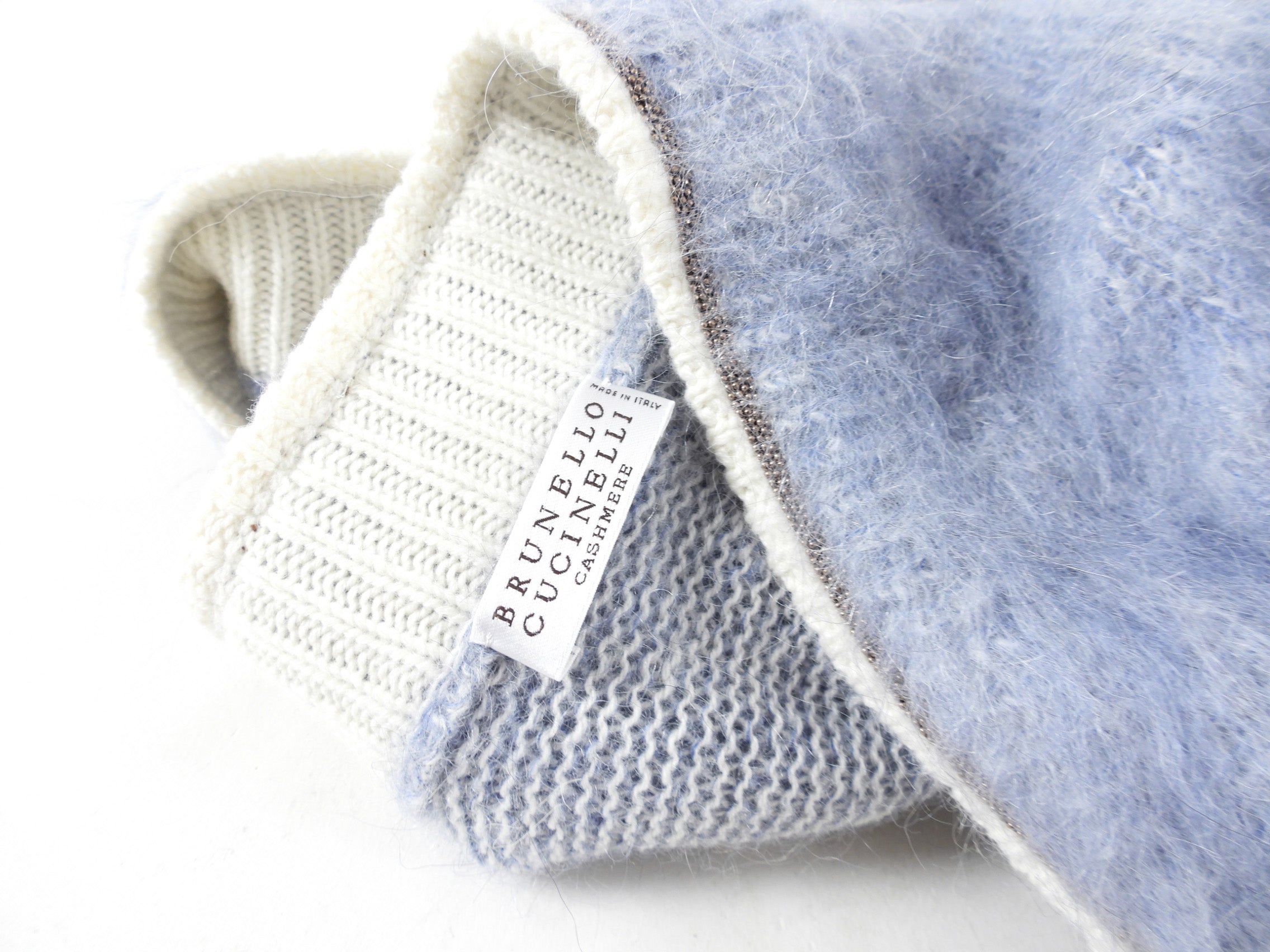 Brunello Cucinelli Pale Blue Monili Bead Mohair Cardigan Sweater for Women - Soft Luxury Knitwear for Office, Date Night & Special Occasions
