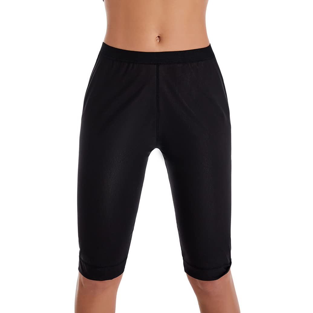 Bakerdani Thermo Sweat Sauna Shorts for Women - High Waist Workout Capri Pants for Fitness, Exercise & Hot Yoga - Body Shaping & Weight Loss - Perfect for Gym, Running & Home Workouts