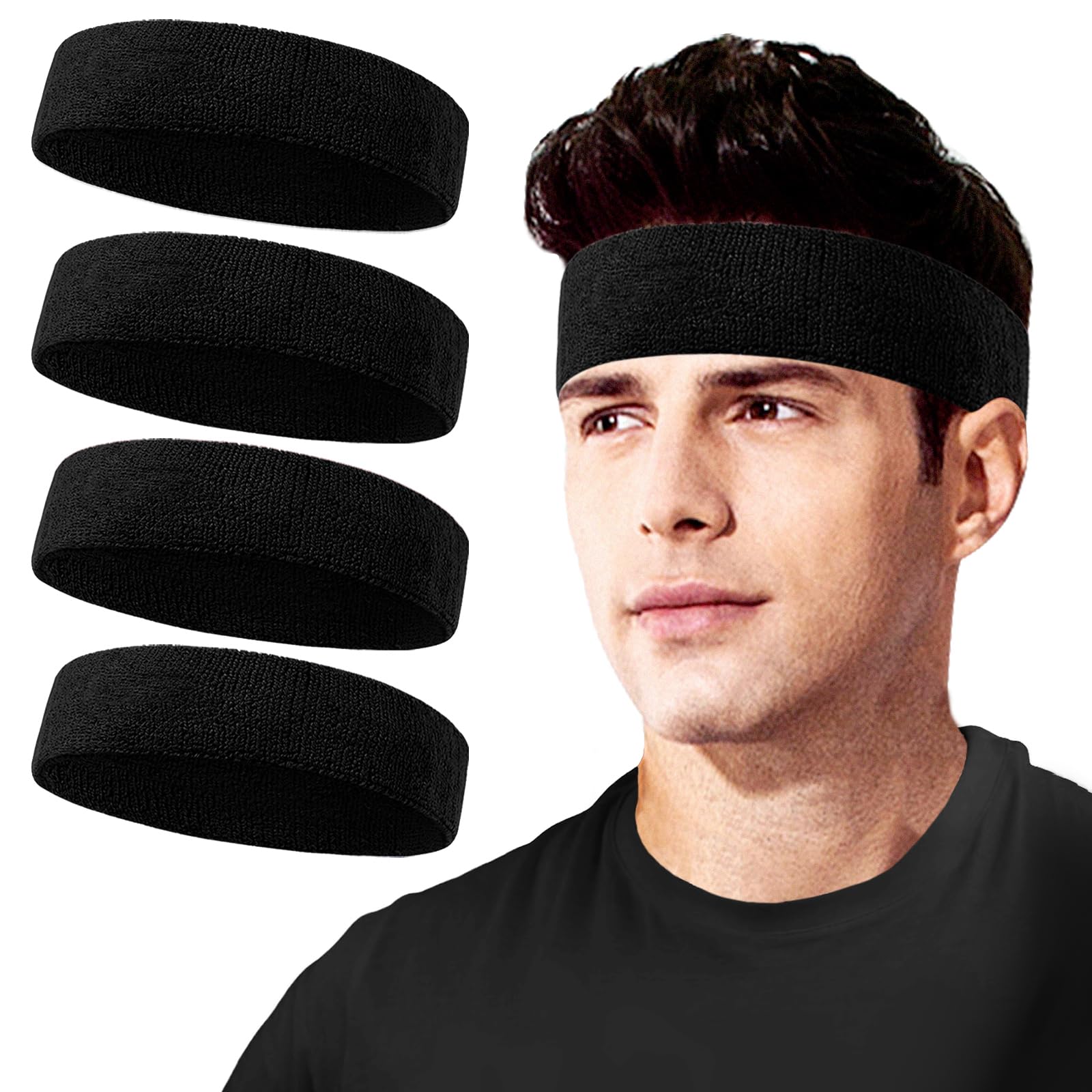 Moisture Wicking Sweatbands for Men & Women - Sport Headbands for Running, Tennis, Basketball, Yoga & Workout - Stay Dry During Exercise & Fitness Activities