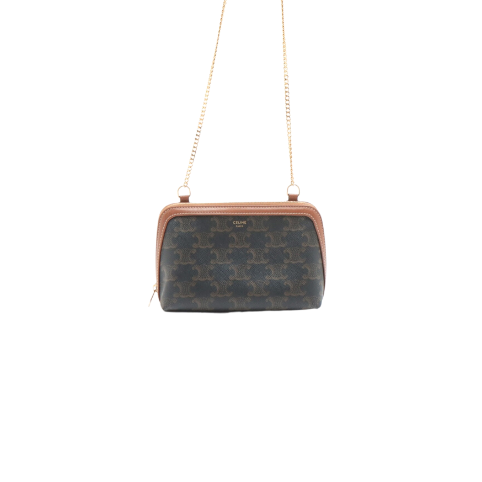 Celine Triomphe Canvas Clutch with Chain Shoulder Bag - Elegant Crossbody Purse for Women | Perfect for Evening Parties, Date Nights & Special Occasions