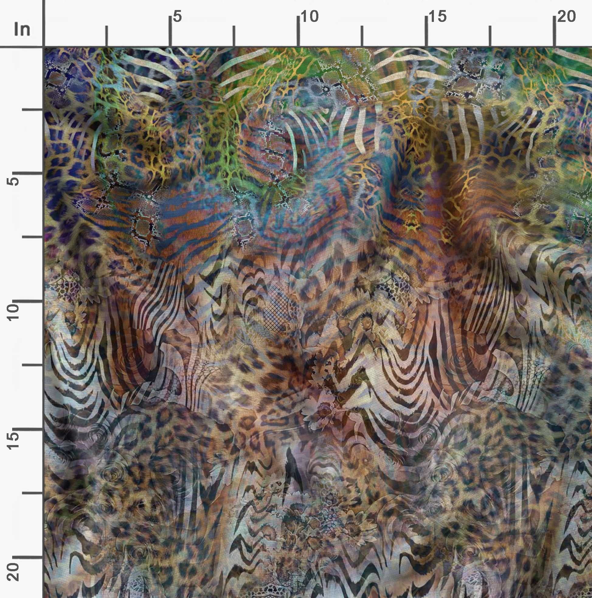 Soimoi Moss Georgette Brown Fabric by The Yard - 42 Inch Wide Leopard Print Animal Skin Textile - Stylish Trendy Printed Fabric for Dresses, Blouses, Scarves & DIY Fashion Projects