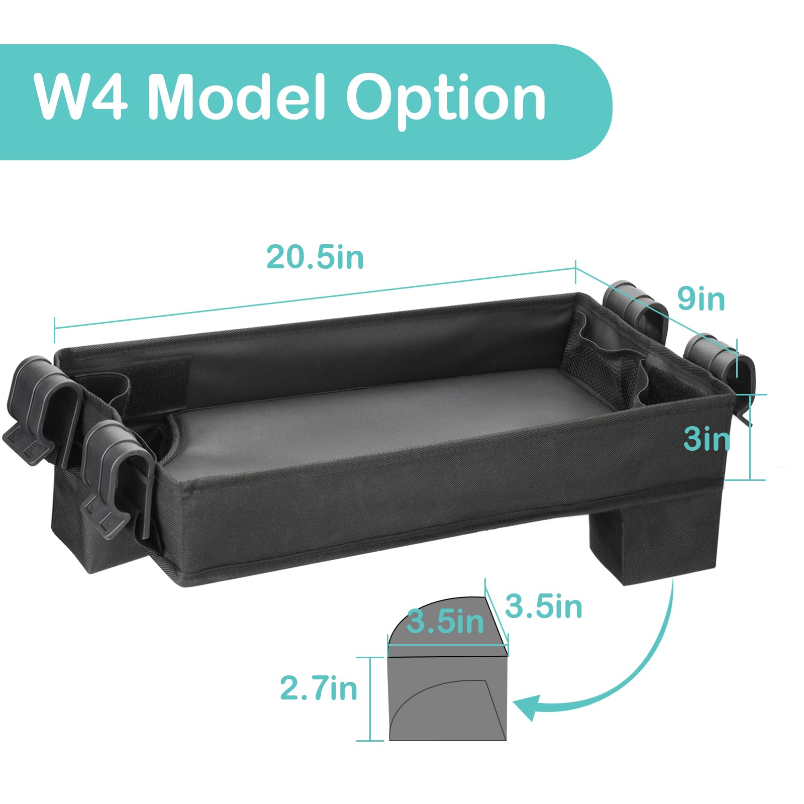 Upgraded Wonderfold Wagon W4 Series Stroller Snack Tray - Durable Faux Leather, Deep Cup Holder & Reinforced Sides - Easy to Clean Kids Toy Organizer for Snacks, Drinks & Essentials - Perfect for Park Outings, Zoo Trips & Family Adventures (W4 Model)