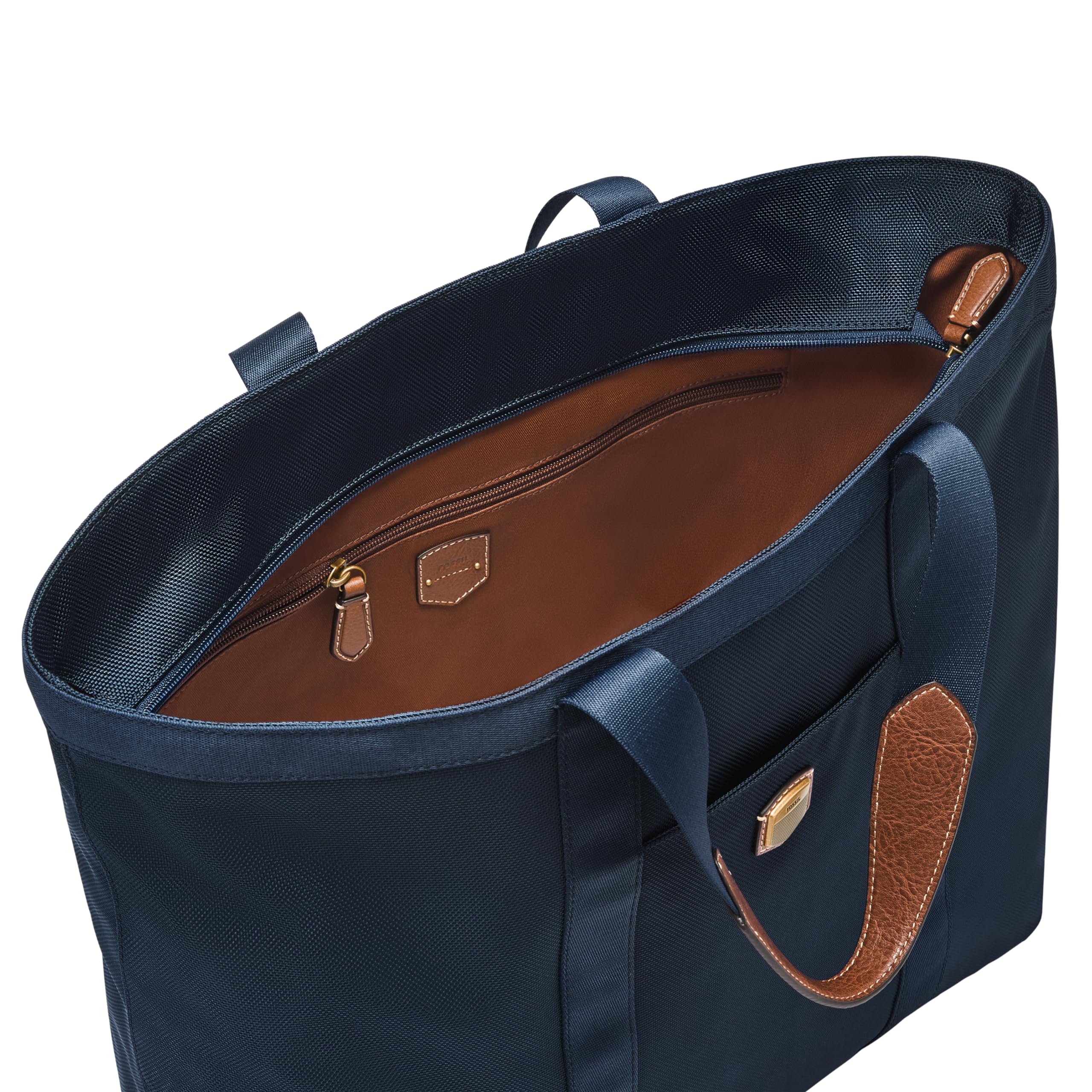 Fossil Hayes Navy Leather Tote Bag for Women - Stylish & Spacious Handbag for Work, Travel & Everyday Use