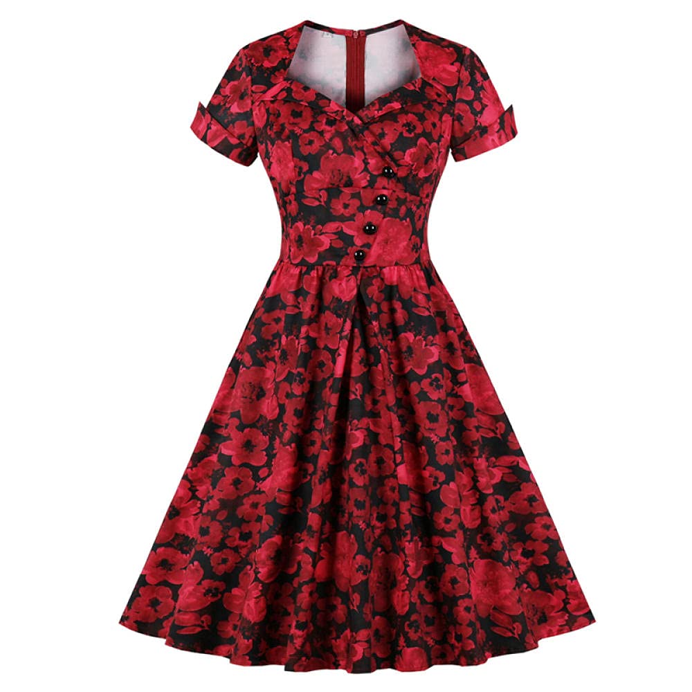 Women's High Waist Wrap Skirt with Floral Print - Retro Pleated Midi Dress for Casual Wear, Office & Date Night