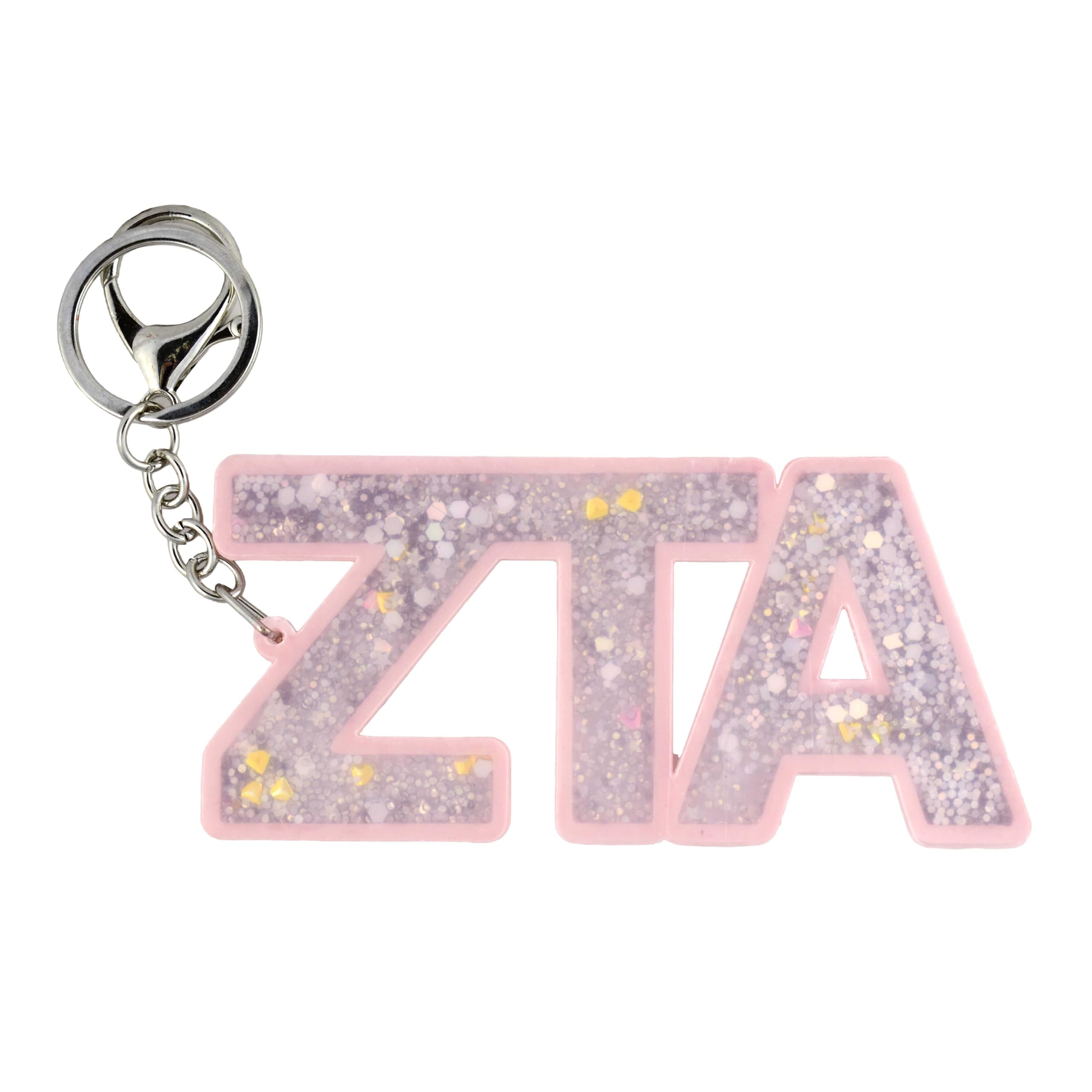 Zeta Tau Alpha Sorority Keychain with Glitter - Greek Letter Accessory for Sisters, Gifts & College Events | Perfect for Bags, Keys & Backpacks