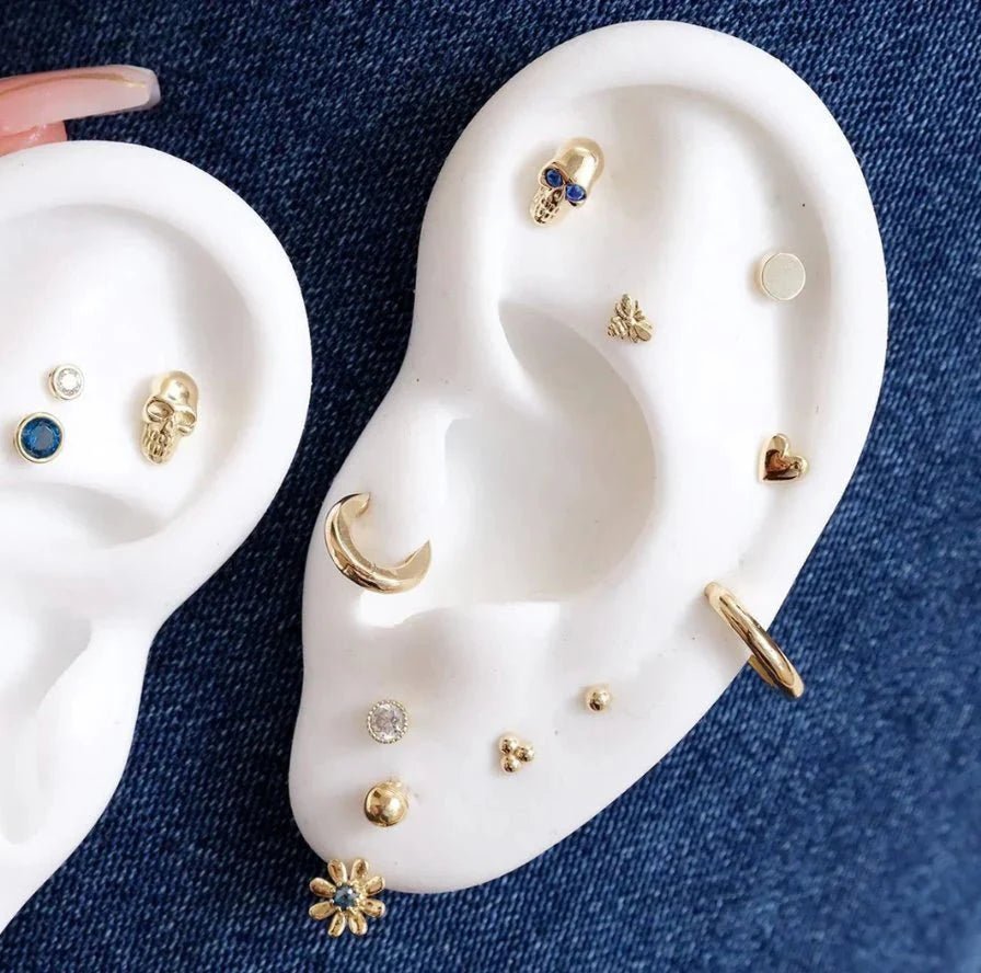 14K Solid Yellow Gold Flat Back Stud Earrings - Hypoallergenic, Durable & Stylish for Everyday Wear, Parties & Special Occasions
