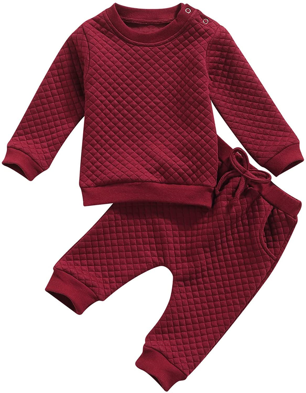 Newborn Baby Boy & Girl Clothes Set - Diamond Lattice Unisex Long Sleeve Pullover & Pants Outfit - Soft & Warm Infant Winter Wear for Newborns 0-3 Months - Perfect for Family Photos, Holiday Gifts & Daily Outfits