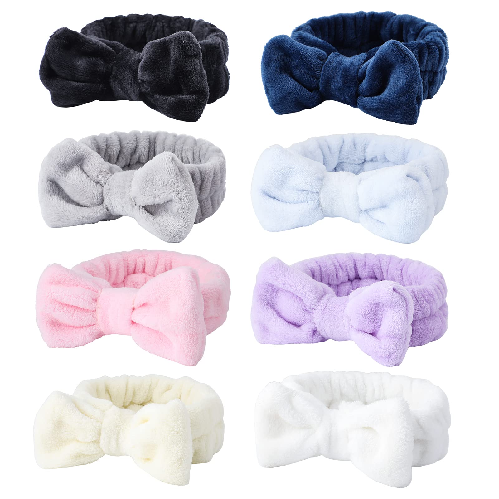 8Pcs Fluffy Spa Headbands for Women & Girls - Soft Makeup & Skincare Headbands for Washing Face, Shower, Facial Care - Perfect for Slumber Parties, Spa Days & Beauty Routines