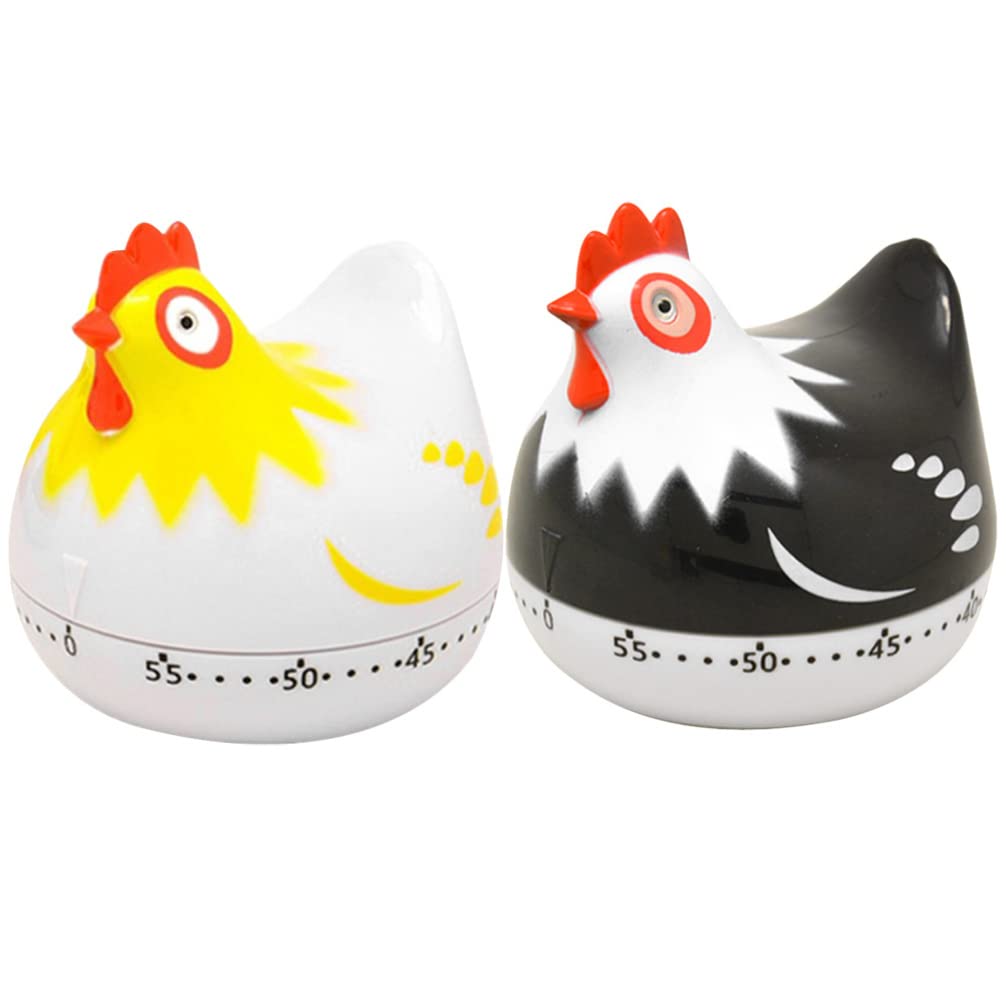 Cabilock 2-Pack Cartoon Chicken Kitchen Timer - 60 Minute Mechanical Timer with Loud Alarm for Cooking, Baking, Eggs | Fun Hen-Shaped Design for Kids & Home Use