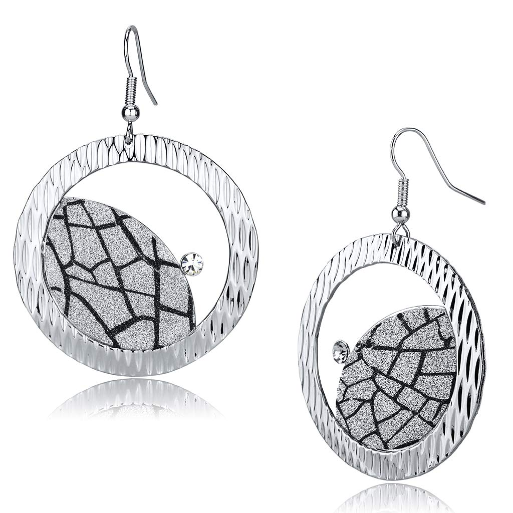 Rhodium Plated Iron Earrings with Premium Clear Crystals - Elegant Jewelry for Parties, Weddings & Special Occasions