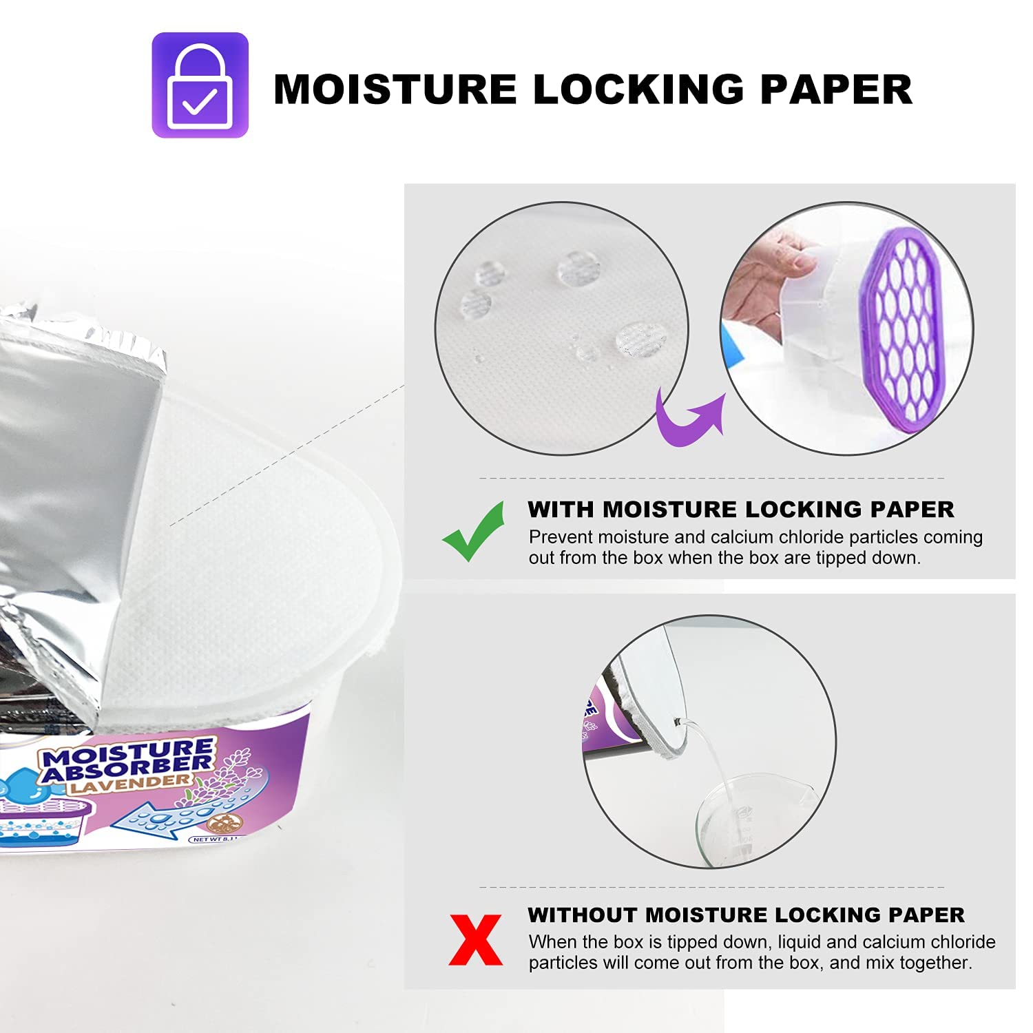 NATRUTH Moisture Absorbers 10.5OZ (6-Pack) - Lavender Scented Portable Dehumidifier for Closet, Bathroom & Boat | Odor Eliminator & Air Cleaner | Ideal for Small Spaces, Storage & Travel