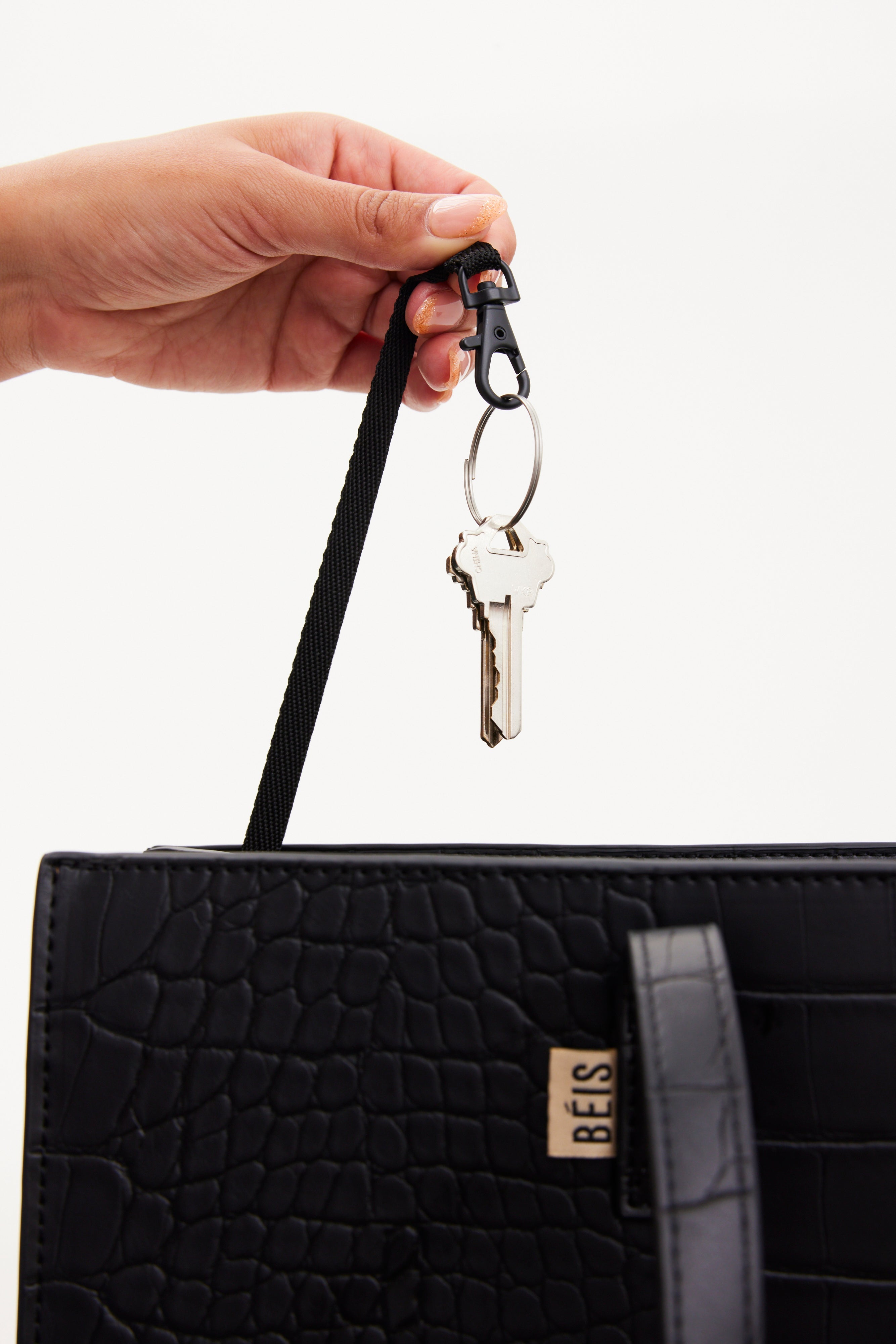 Premium Large Work Tote Bag in Black Crocodile Embossed Leather - Professional Office Commuter & Business Travel Essential